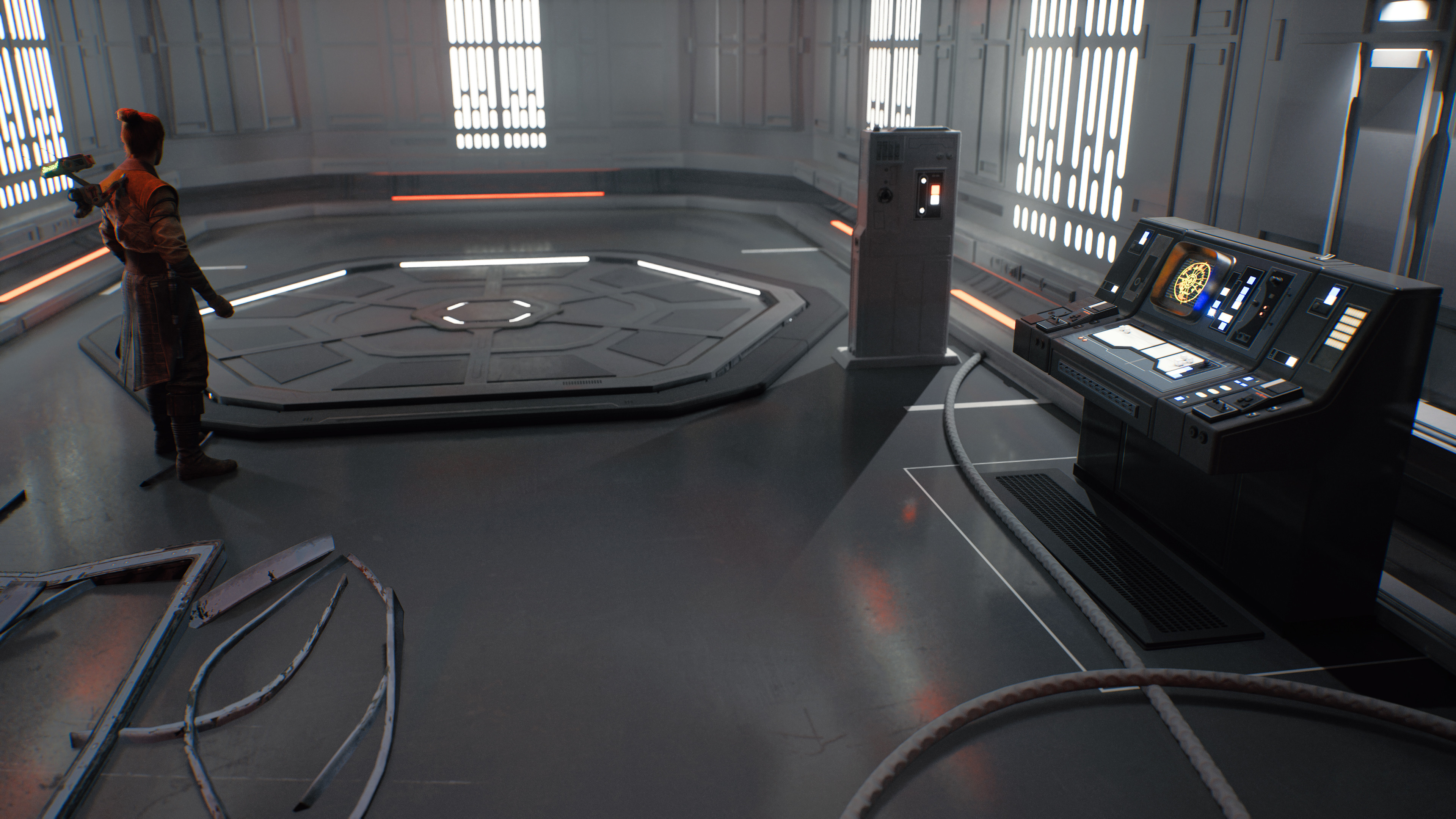 The consoles were made by EA Create.  The elevator platform was made by Virtous and I made the console next to it. 