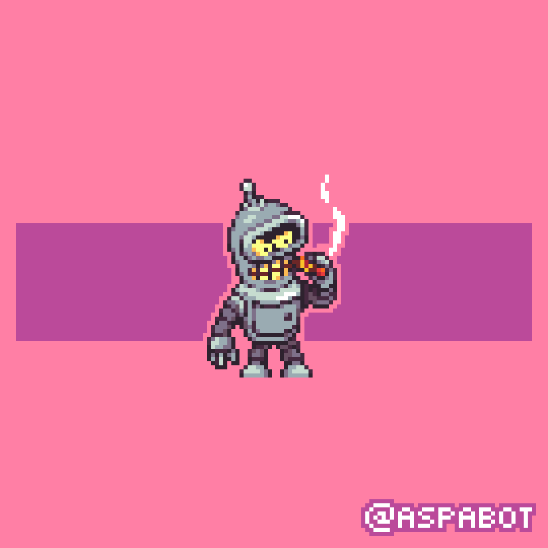 Pixel version of Bender Bending Rodríguez from Futurama
