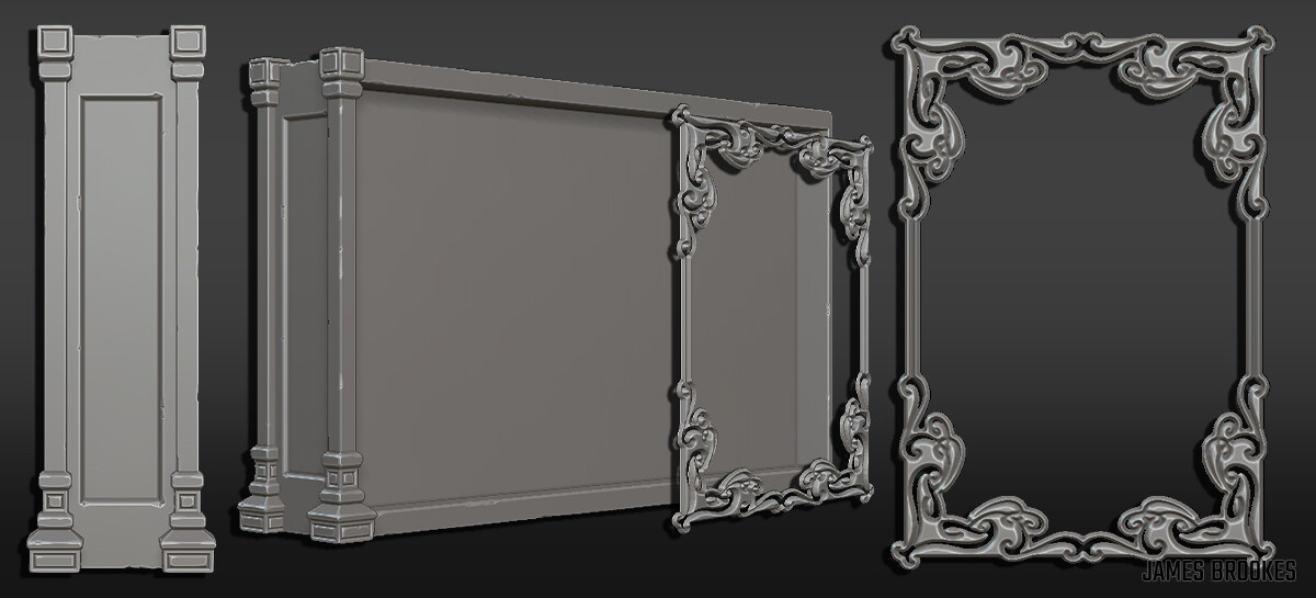 Bookshelf and picture frame in Zbrush 