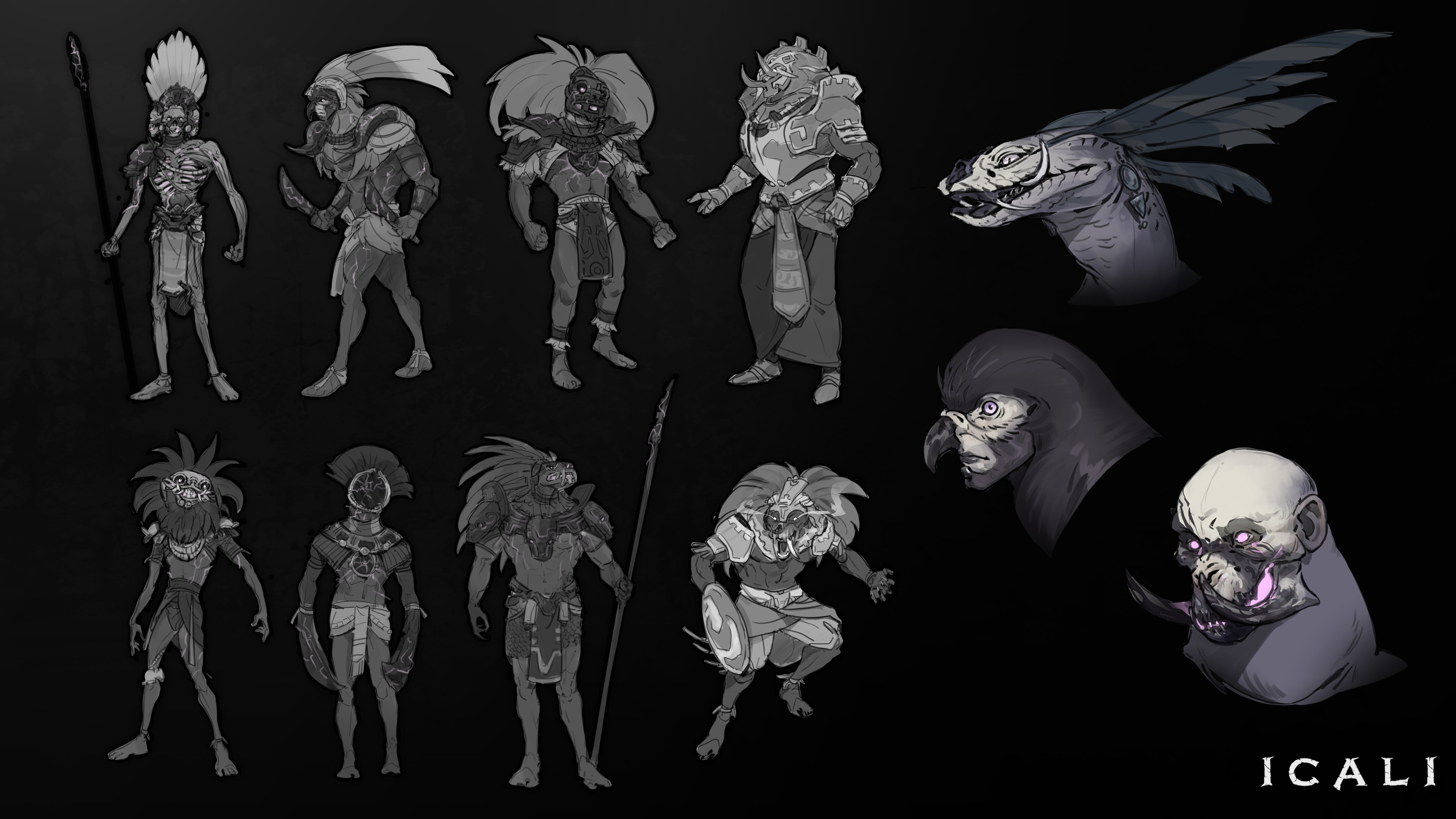 More early variations as well as test headshots while we were still deciding on the direction for the creatures