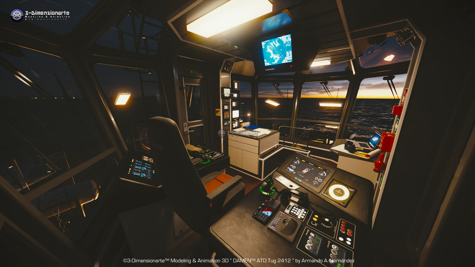 Wheelhouse with Lights ON (Film filter applied)