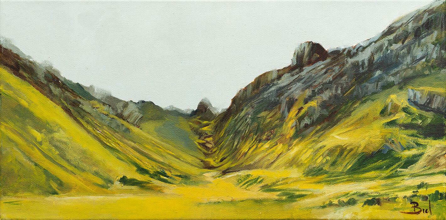 "Paso de Yanajanca (1)". Andes peruanos. 25x50cm. Oil on canvas.