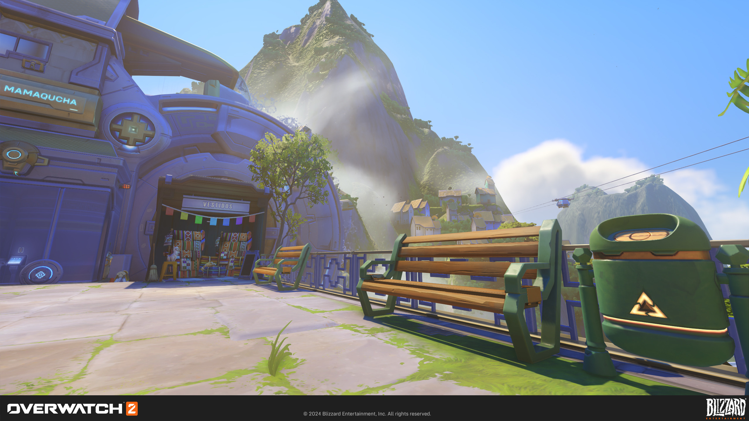 In this scene, I worked on nearby: Bench &amp; Trash Can, and Gondolas in the background.