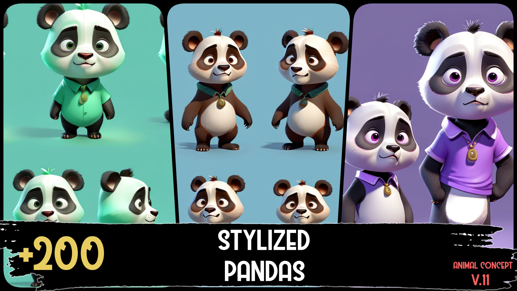 ArtStation - 200 Stylized Pandas | 4K | Animal 3D Cartoon Concept Vol.11