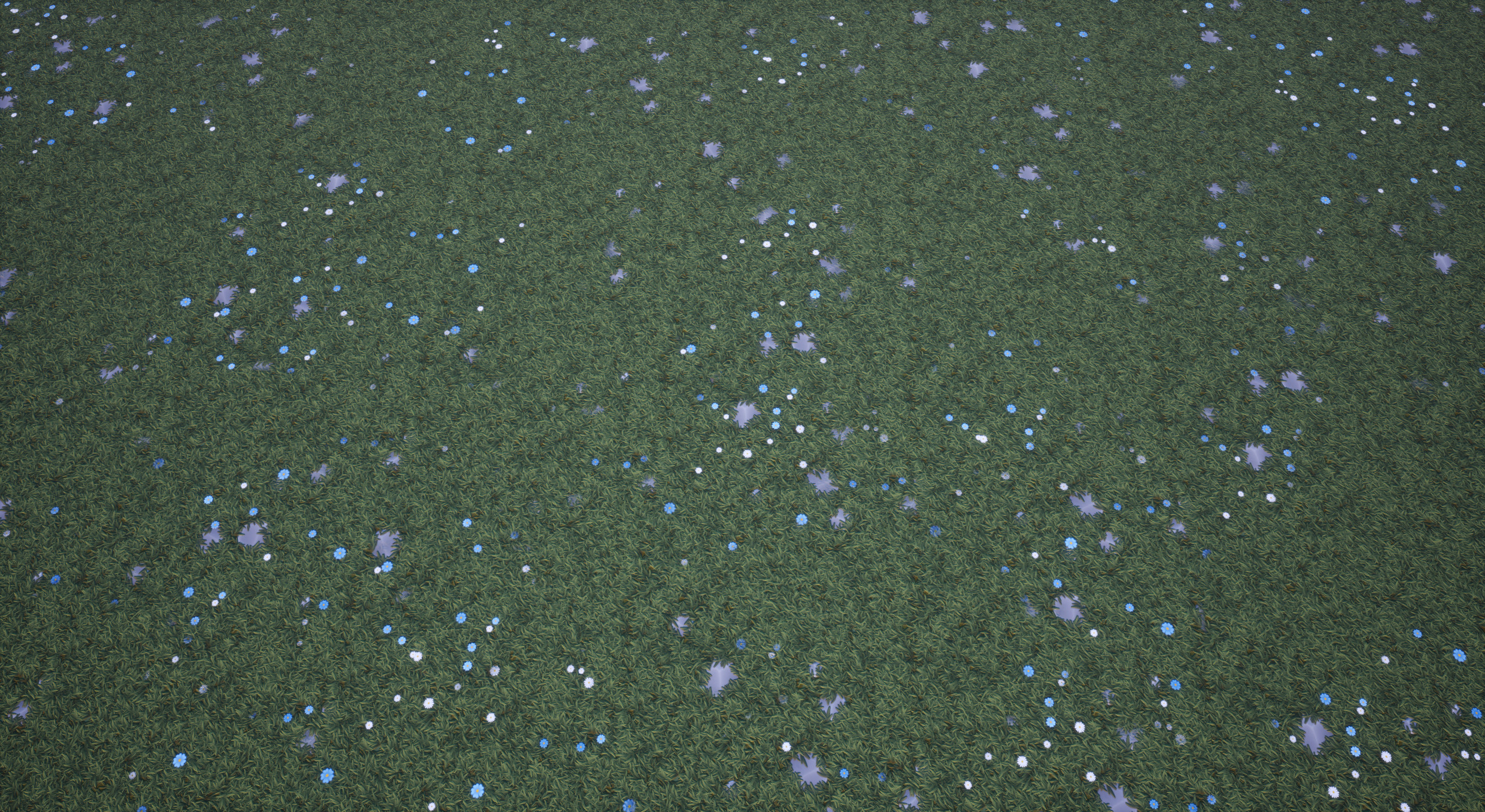 UE5 shot with a very high camera to show the blending between textures to help reduce noticeable texture tiling. 