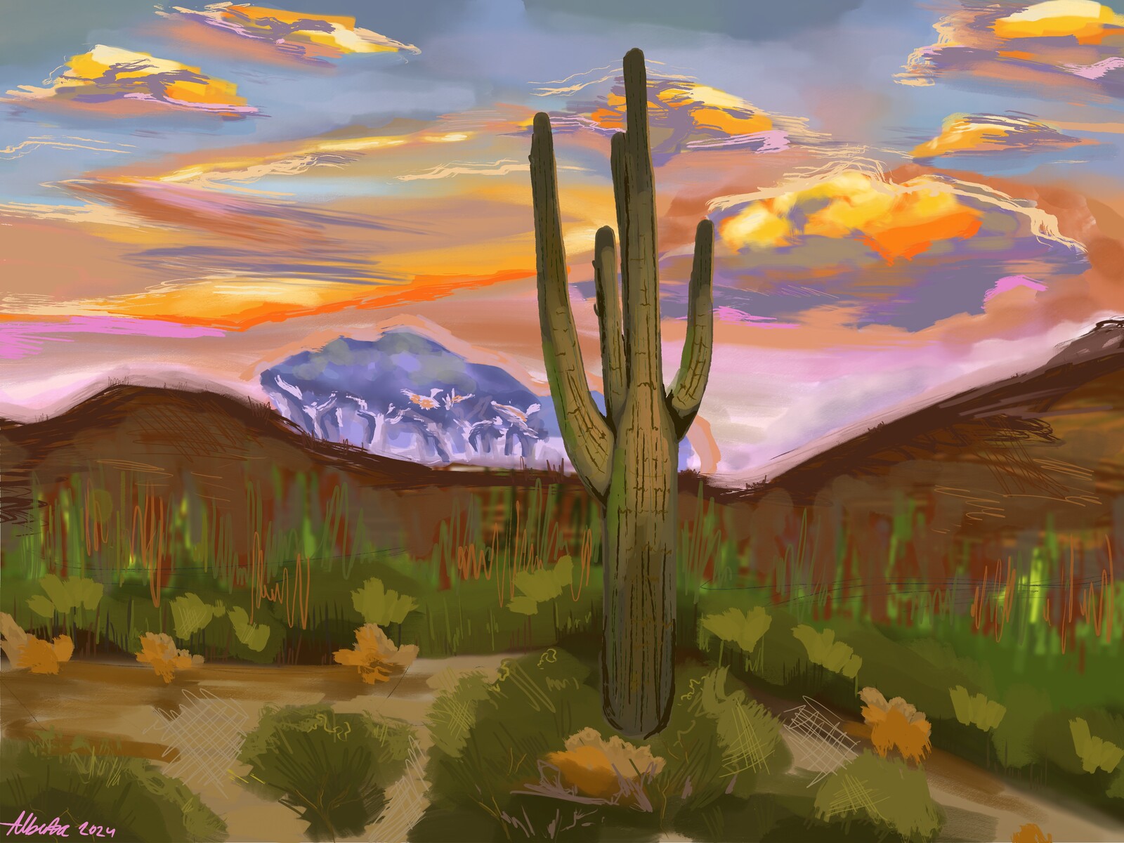 Cactus digital painting