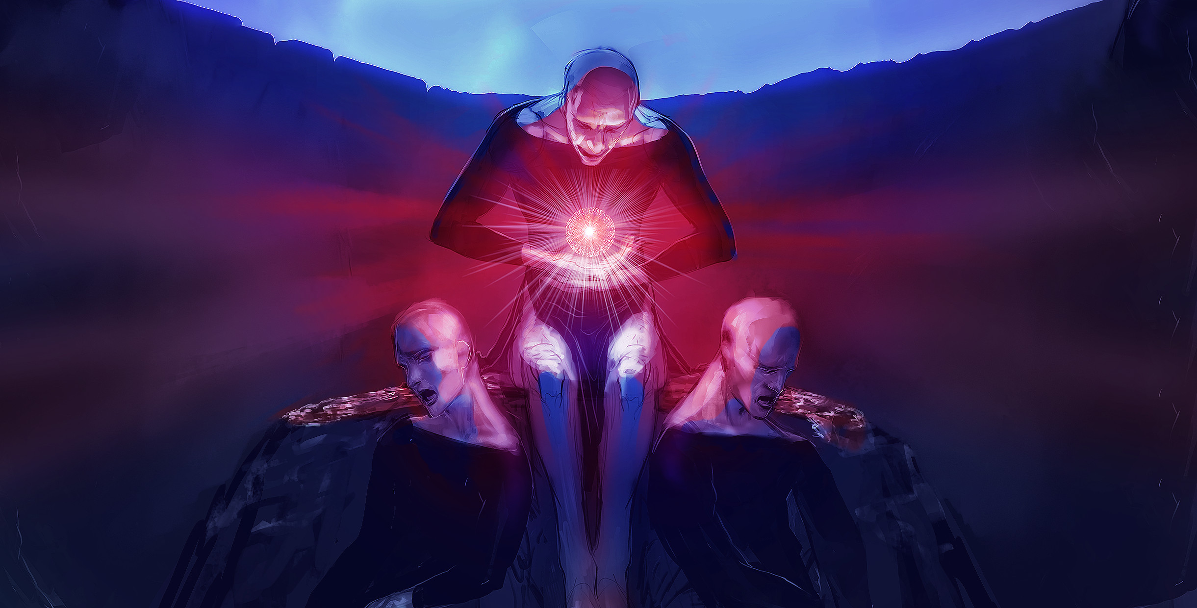 the man that holds the light sings the cries of grief along with echo of the choir