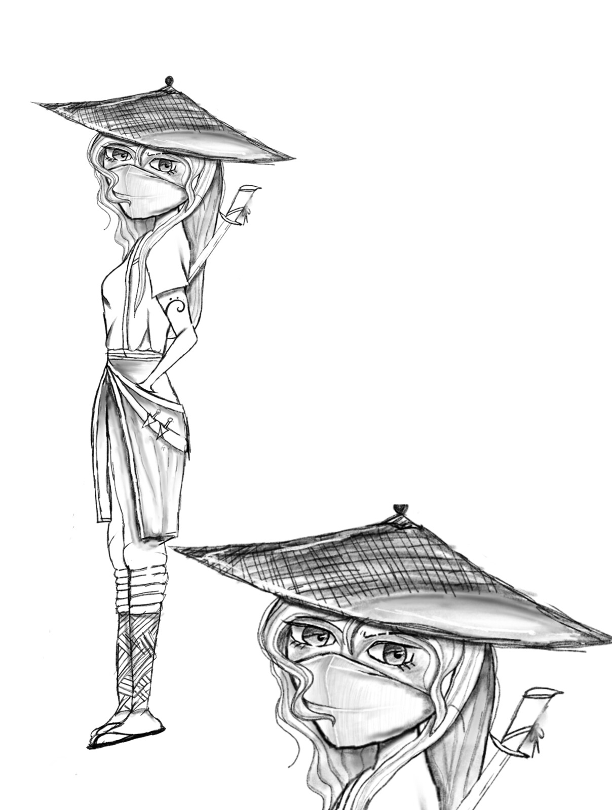 Concept character Design of 2D side scroller pixel game; 'Combat Warrior's main character, Sayah.