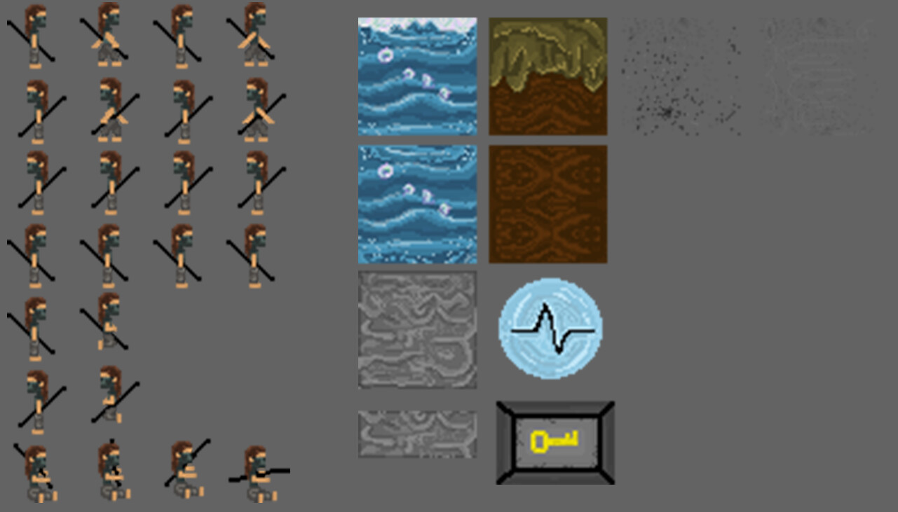 Sprite Sheet that was made on Aesprite for Combat Warrior Level Design Showcase Game