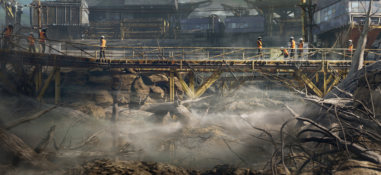
"Damn it stinks out here."
"Your wearing a respirator dude, that's your breath."
