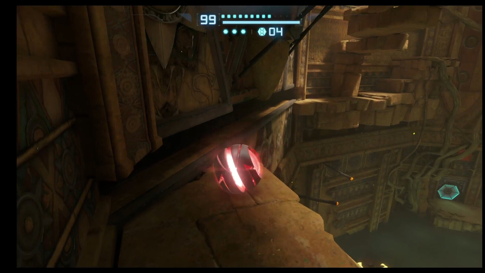 The Morph Ball HUD. This was redesigned to be a centered layout, so that your health information is still in the same general area of the screen as it is in first person view.