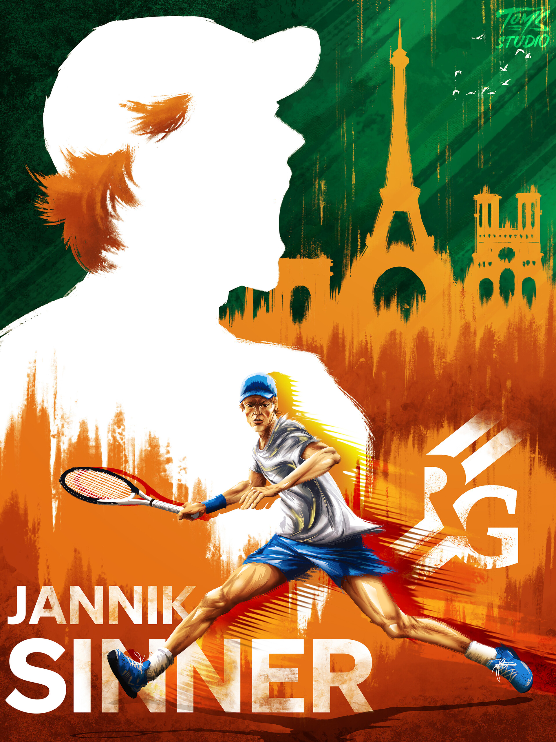 ArtStation Poster Design: 'JANNIK' Roland Garros 2024