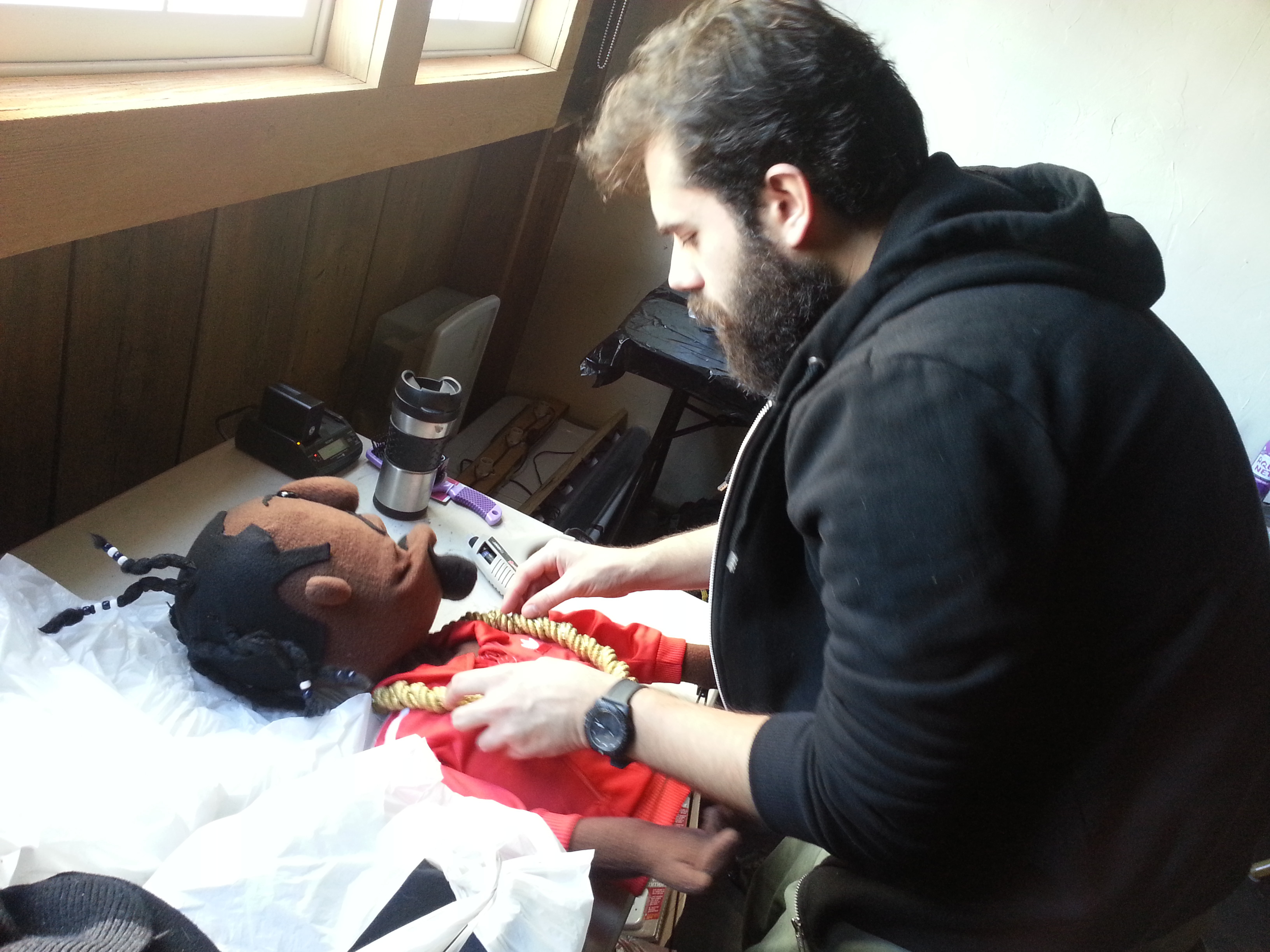 Dan Diana working on the puppets