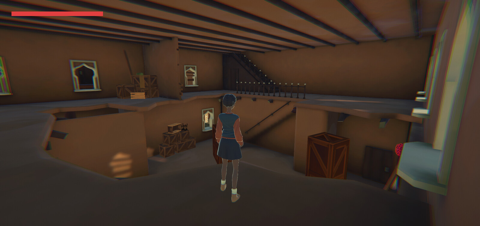 Some buildings are accessible, such as this warehouse. It also serves as the location for the game's first tutorial quest.