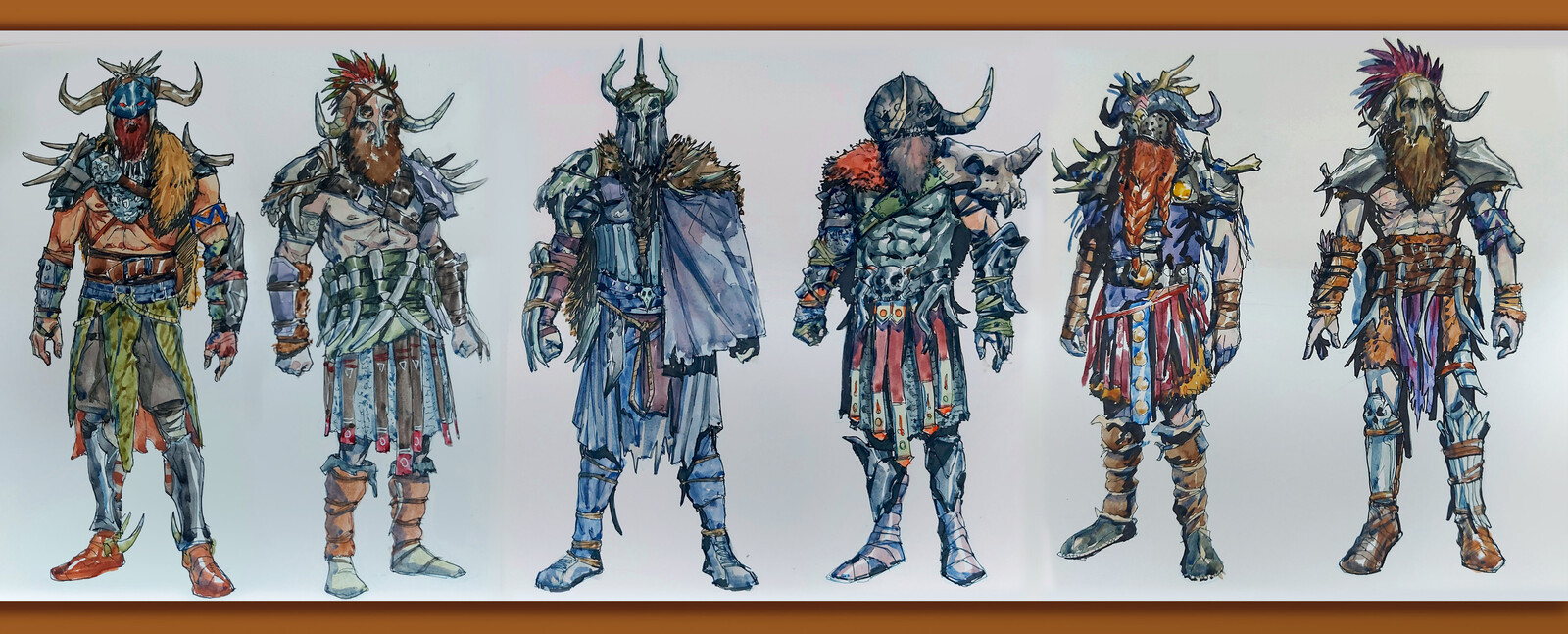 Character process, with ink and watercolor