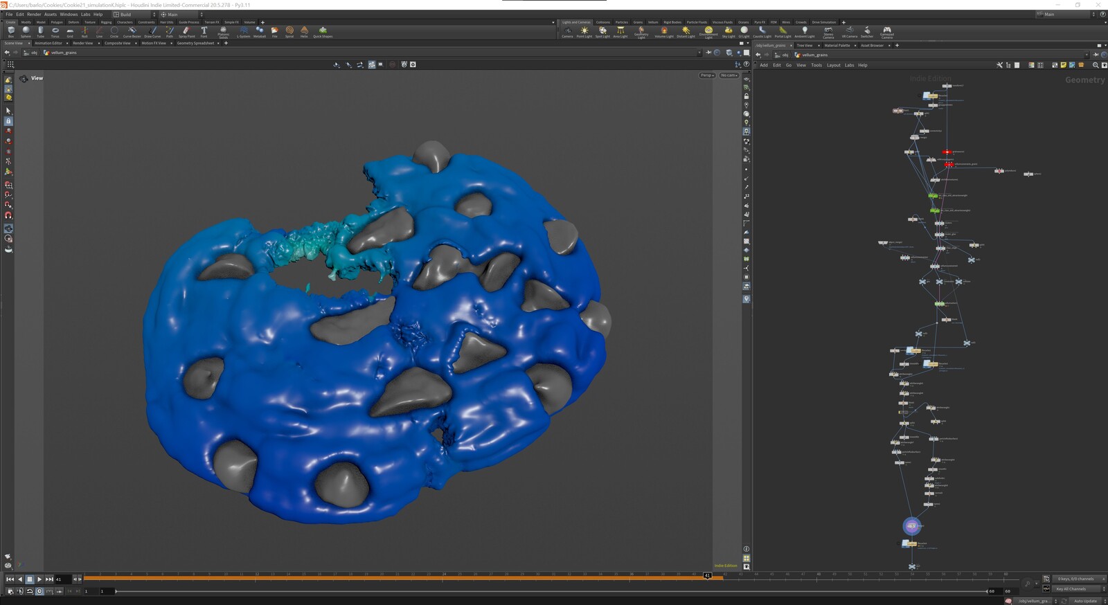 Screenshot of vellum setup in Houdini
