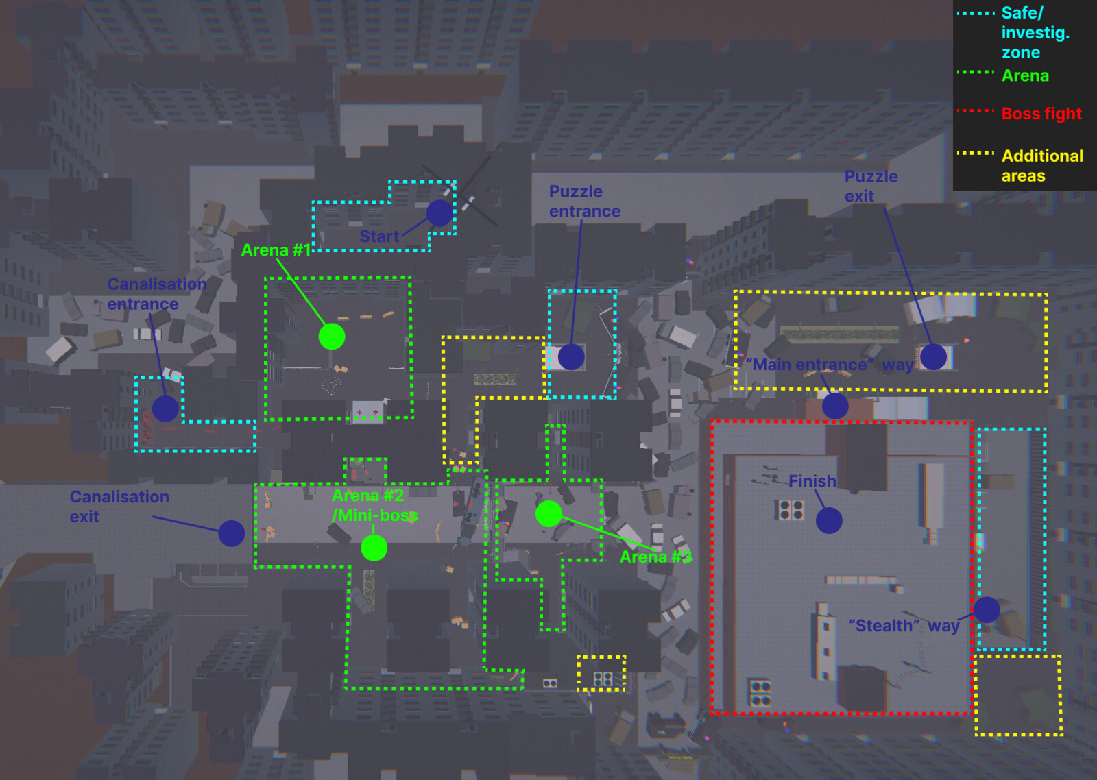 The map of the level without underground zones.