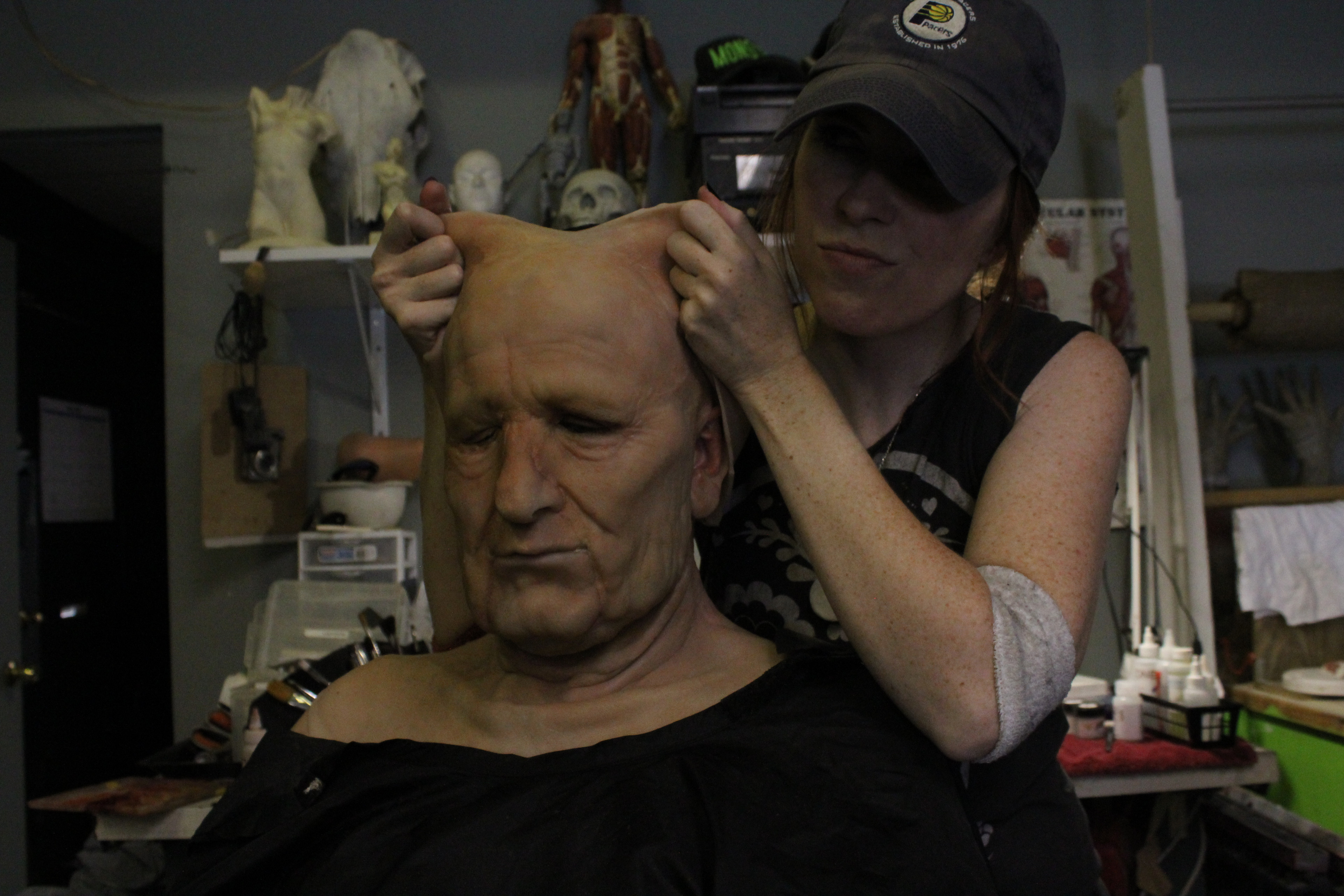 ROBIN FUQUIA helping with the test makeup.