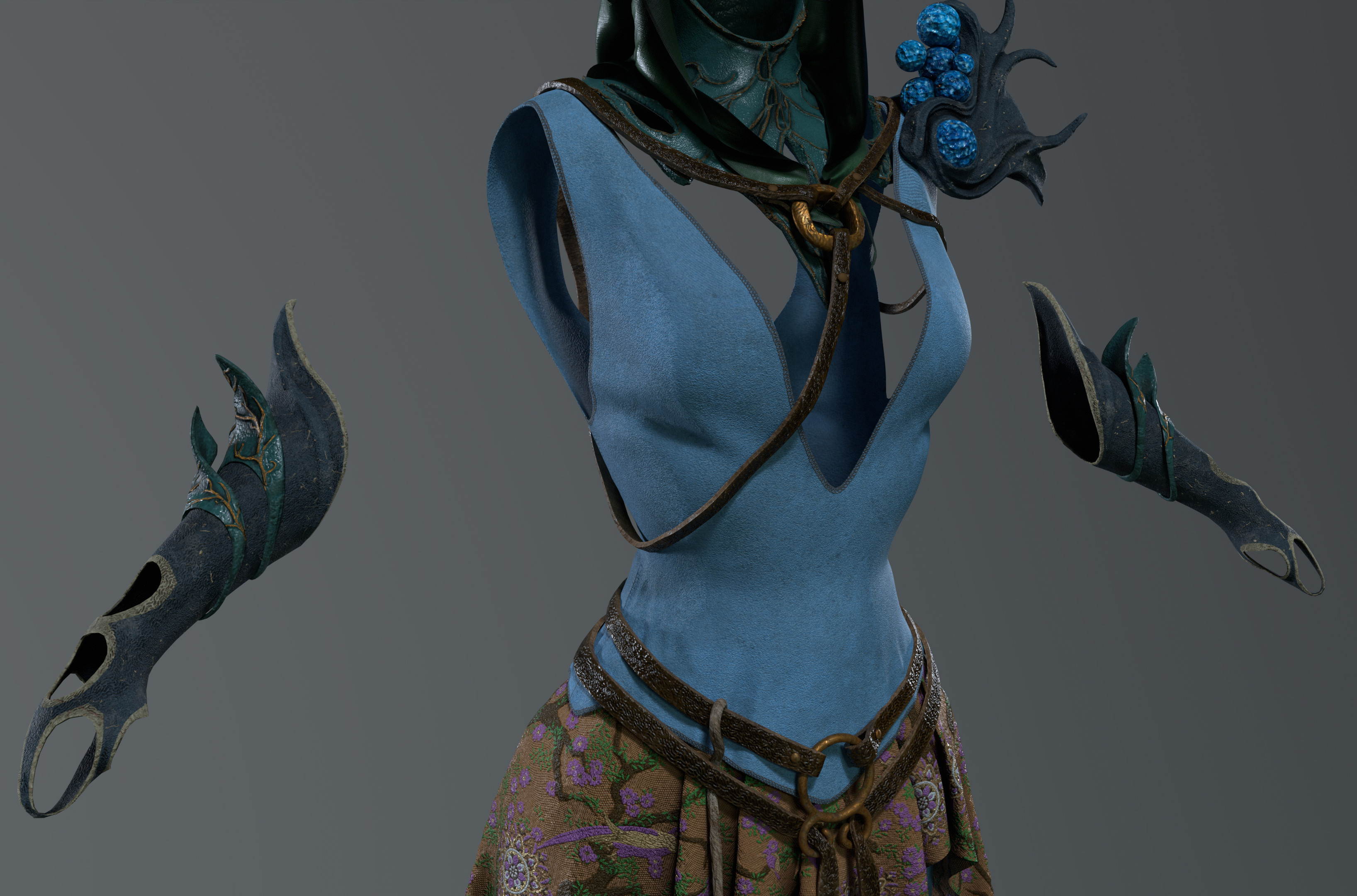 Irene Devin textured the clothes in Substance Painter and Marmoset Toolbag