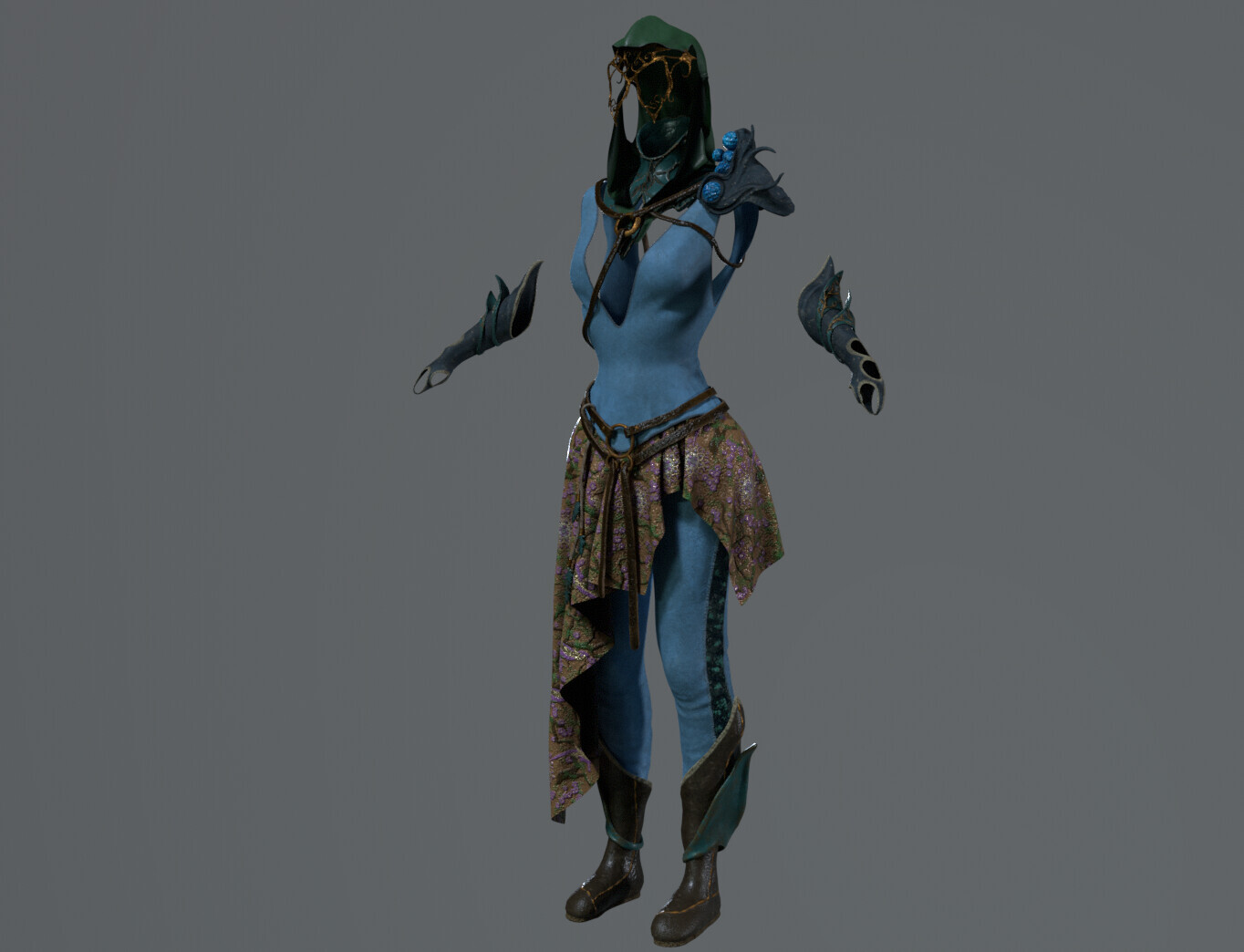 Irene Devin textured the clothes in Substance Painter and Marmoset Toolbag