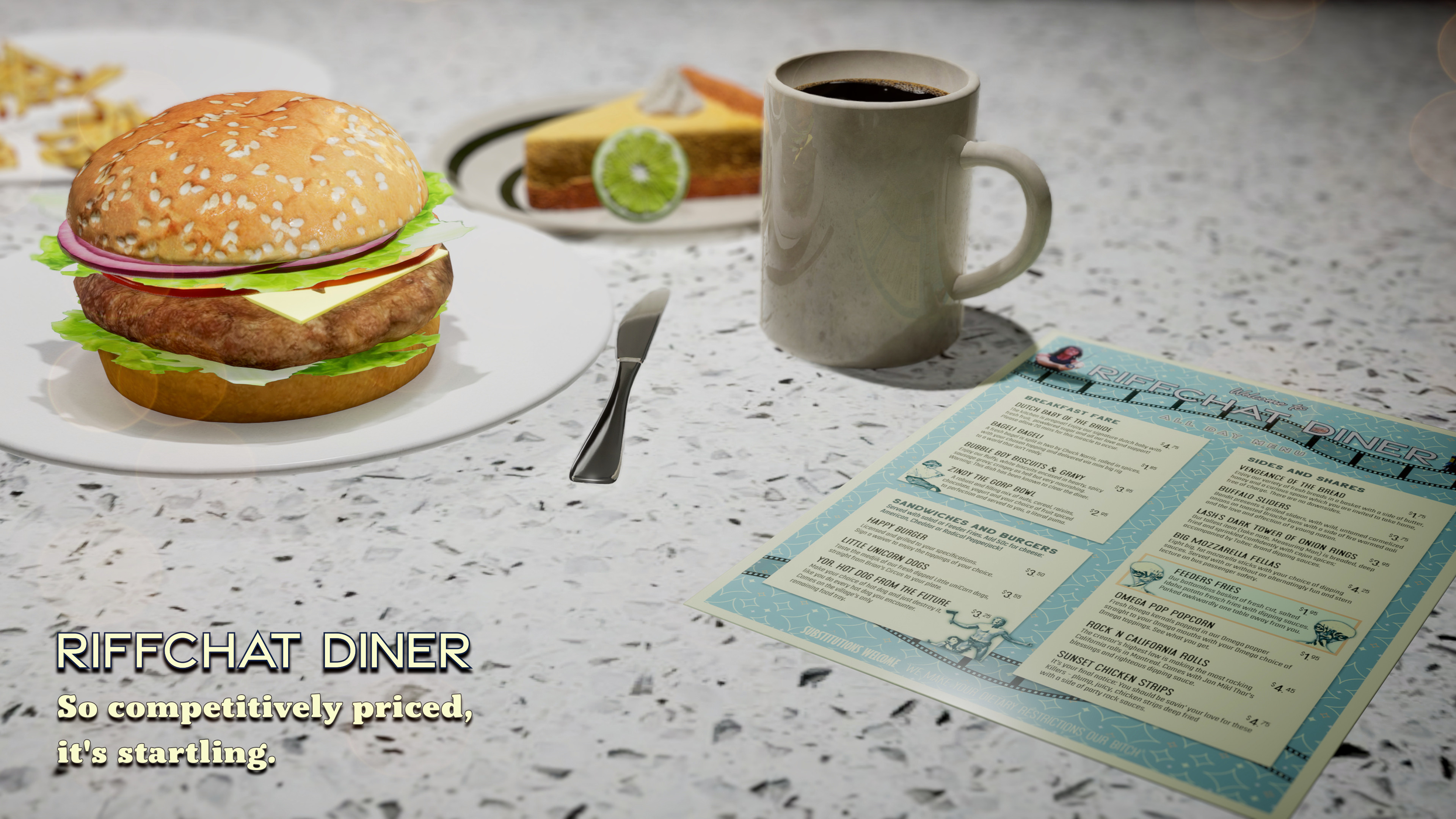 RiffChat Diner Demo 4K Wallpaper: Menu Side 1