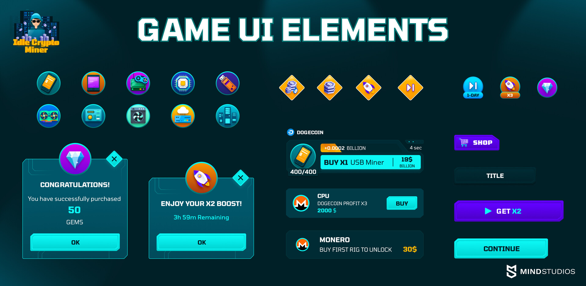 ArtStation - Game UI | Idle Game | CryptoMiner
