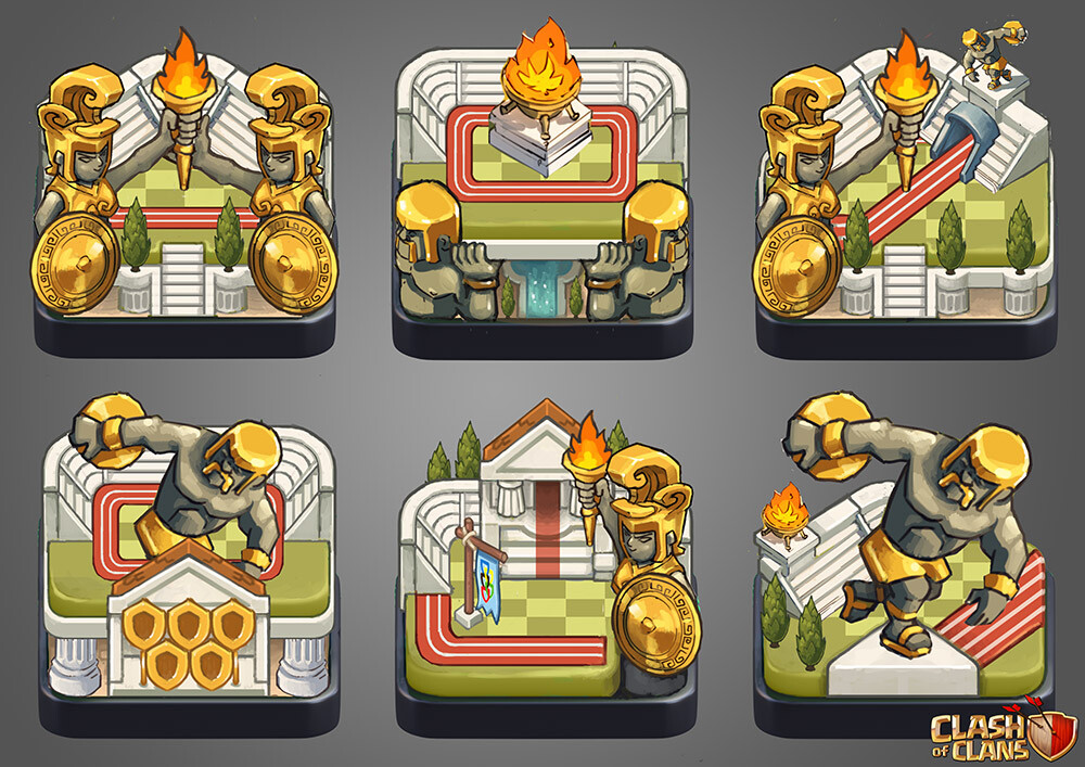 Olympic theme UI diorama concept art.
