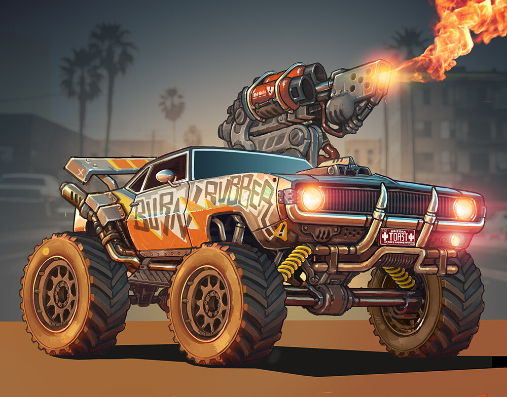 default car with flame thrower