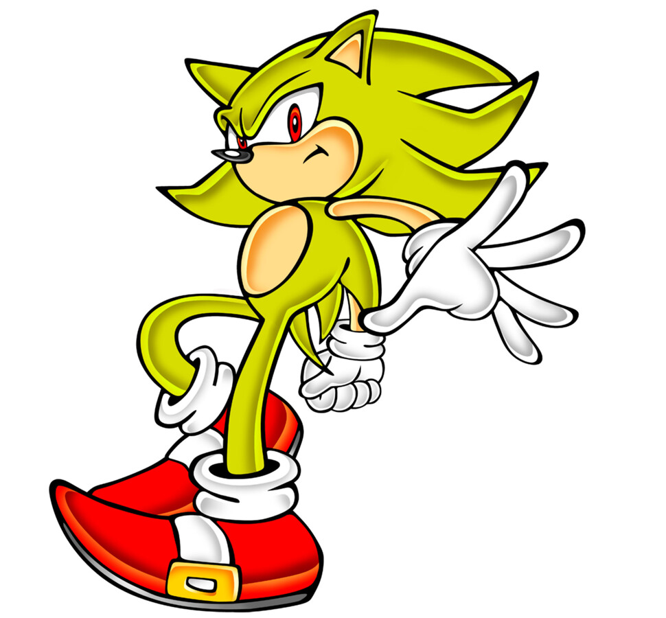 Inspired by Artwork by Yuji Uekawa - Super Sonic Drawing Taken from Sonic Shuffle.