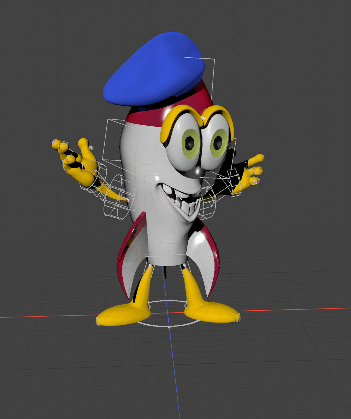 And this is my initial version (truly first-pass) who I've named "Fusée" (French for Rocket, bien sûr) - here you can see Fusée's rigging.