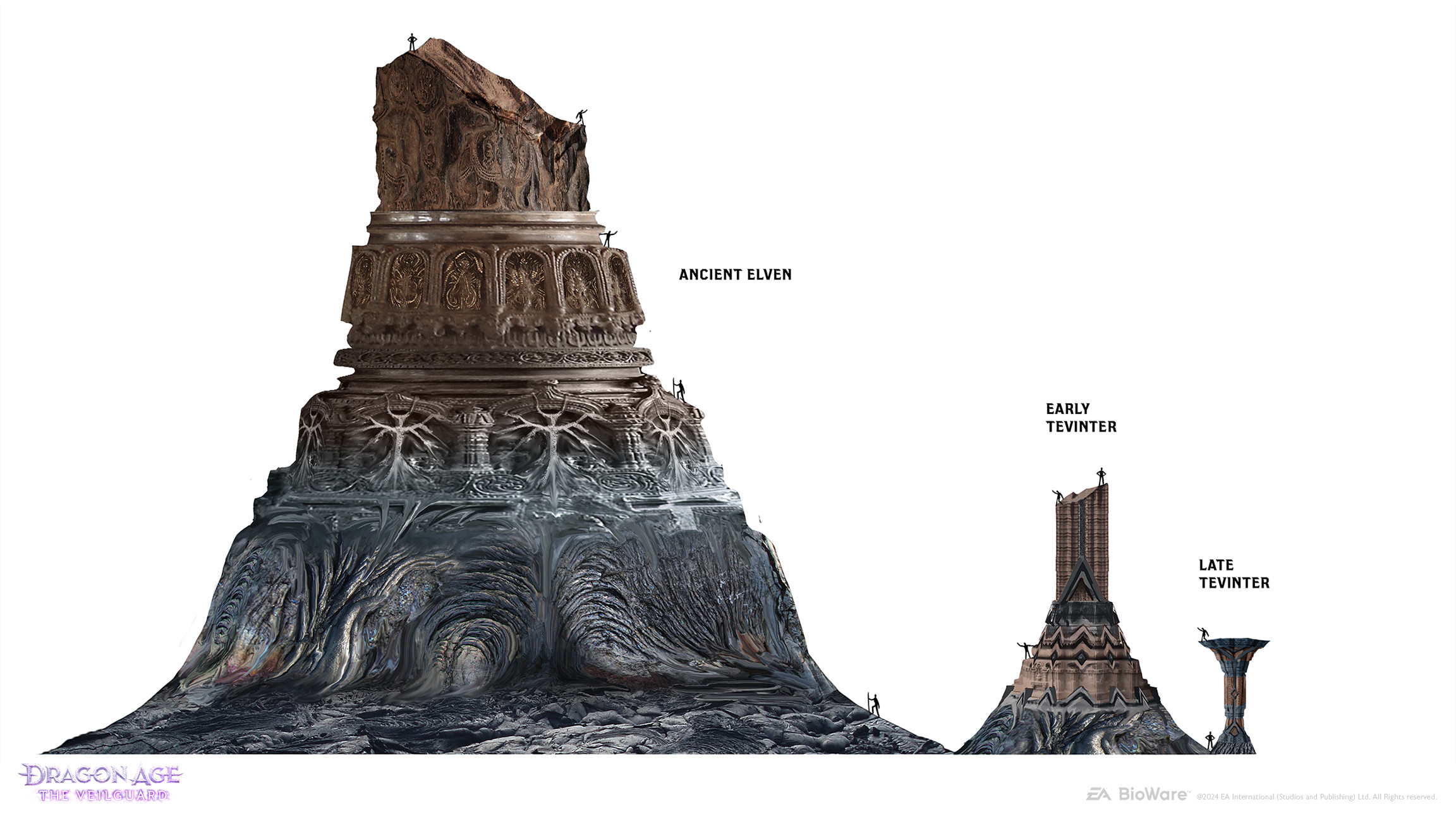 Early on I wanted to try out an extreme disparity between the ruins of the ancient elves, ancient Tevinter, and recent Tevinter. 