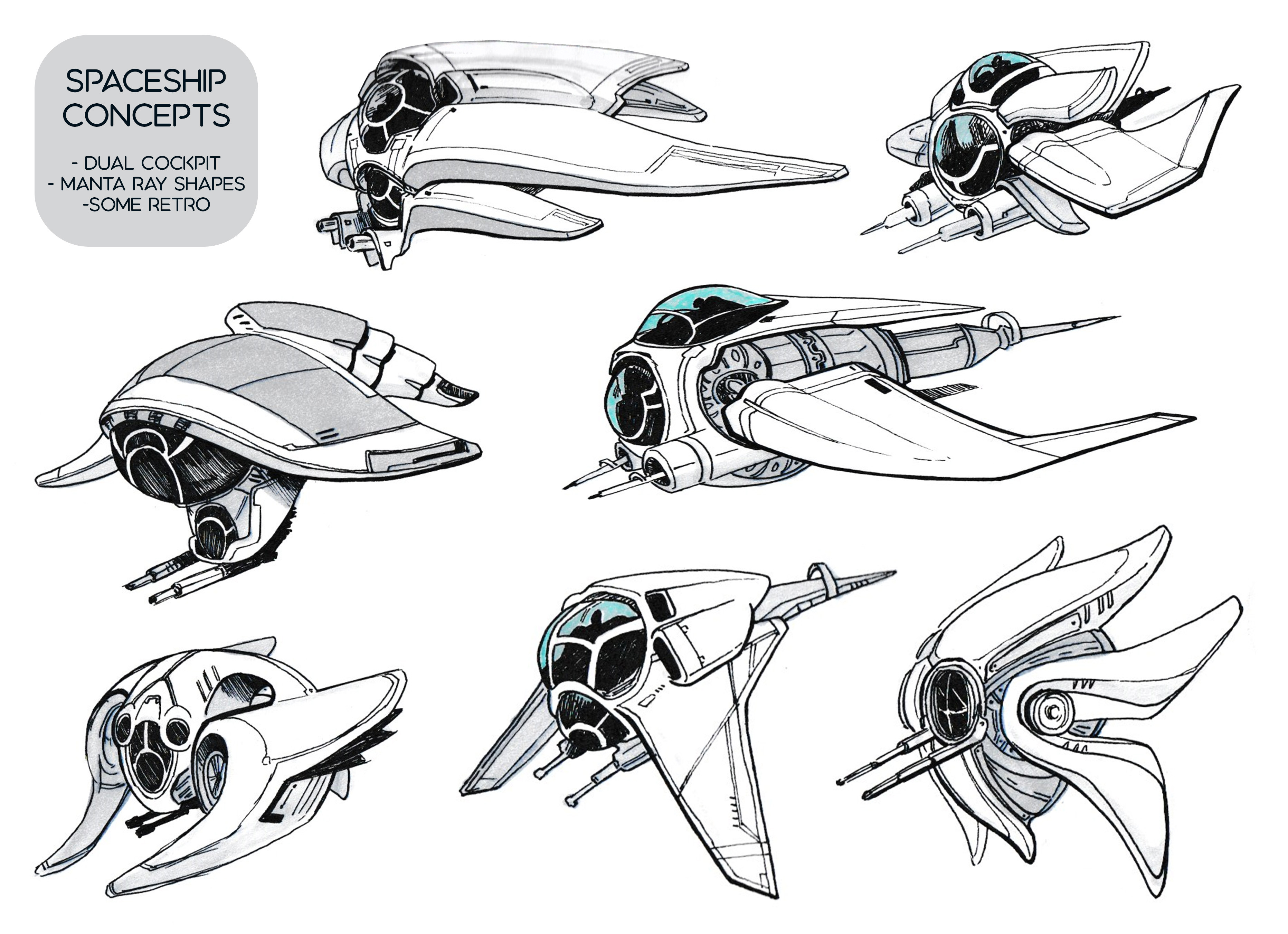 Spaceship Concept Thumbnails