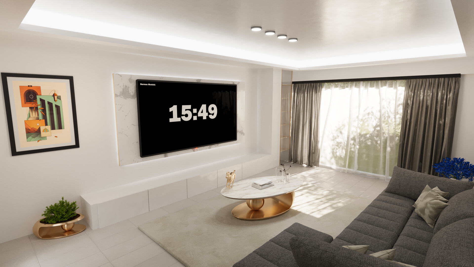 ArtStation - Modern cozy white living room 📺 #IMPRESS #Cristian Pintos