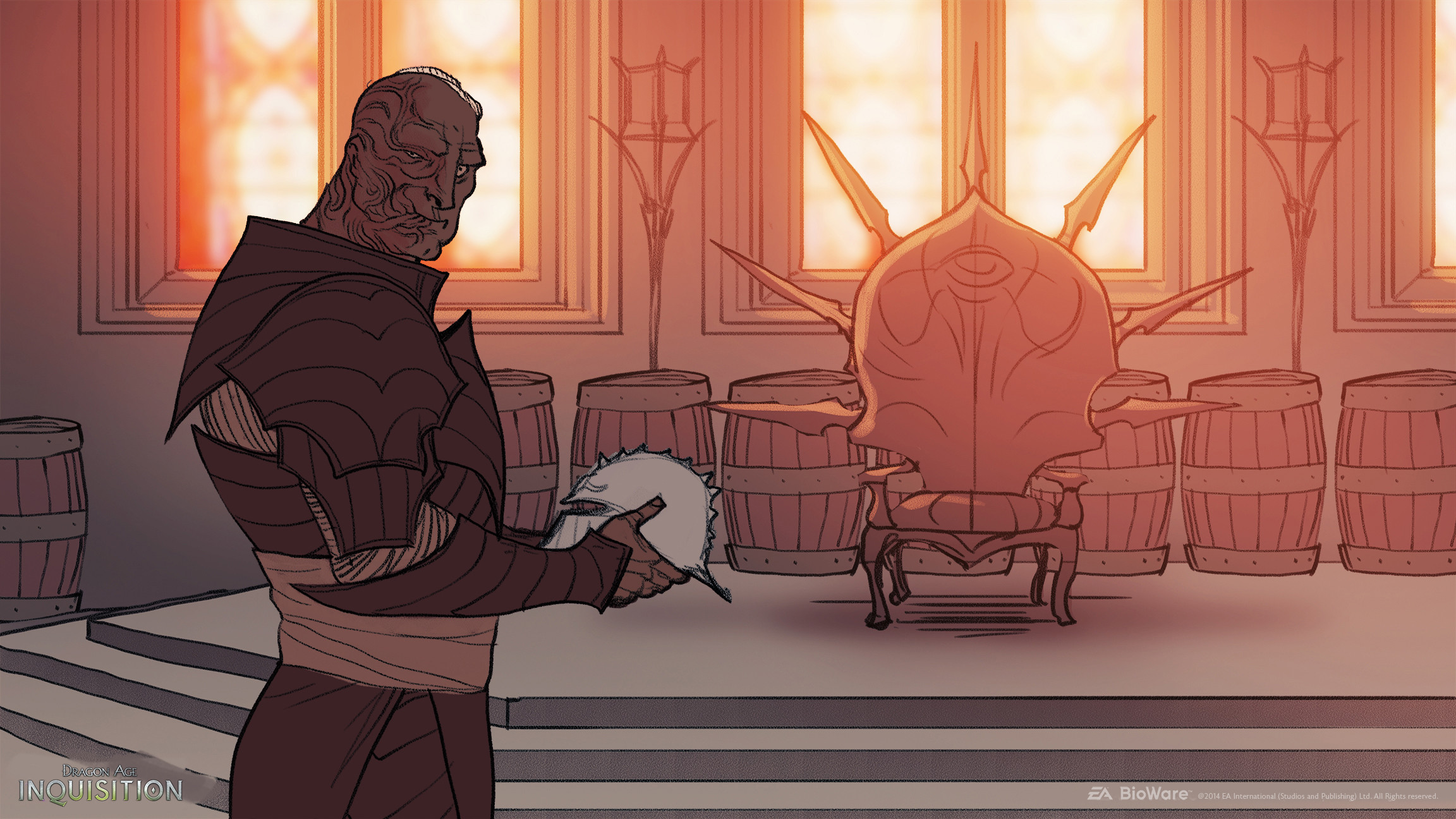 Sten comes to accept the Inquisitor's surrender, only to find Skyhold abandoned. 