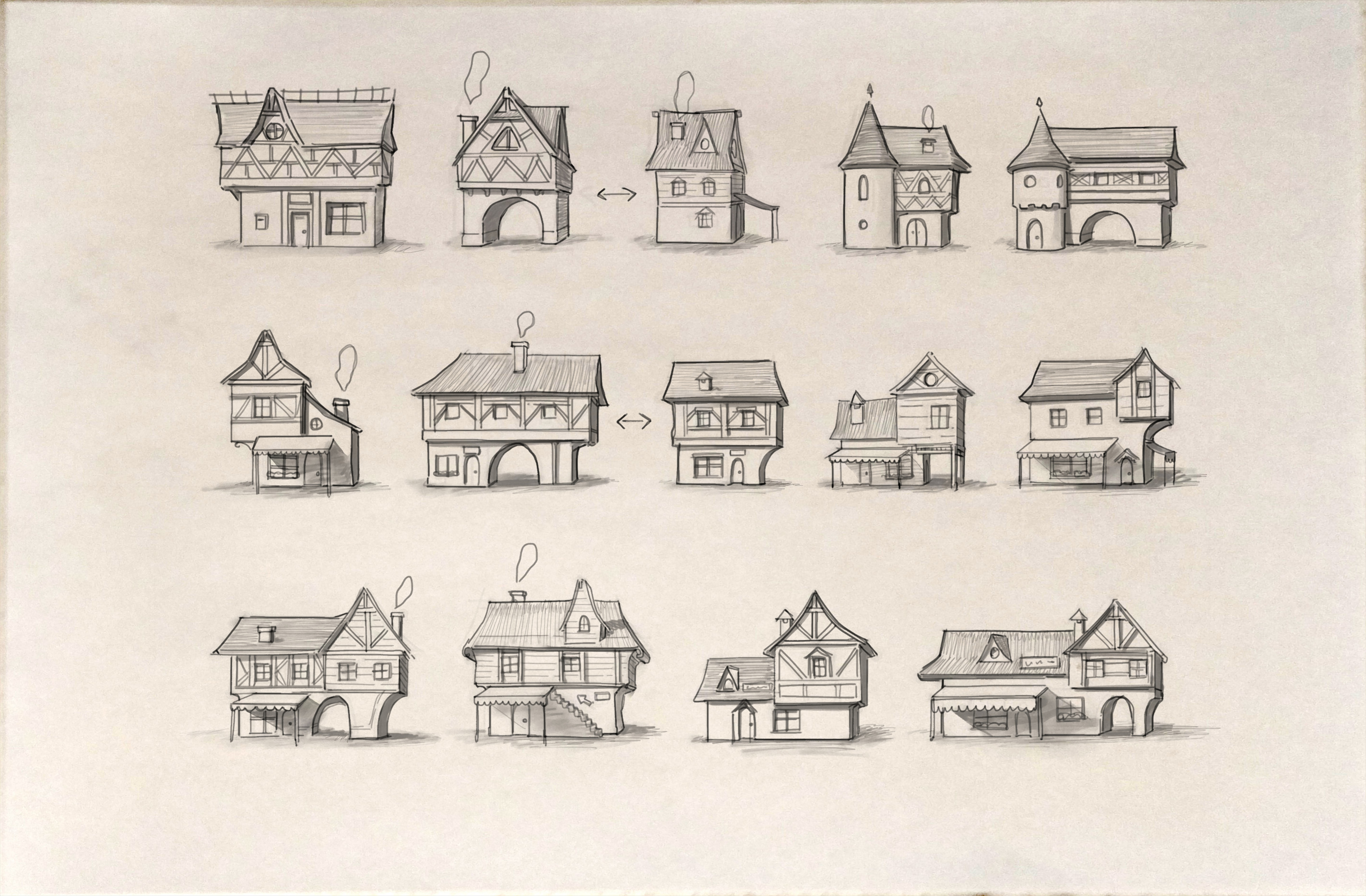 This was the first step - establishing a good diversity of shapes in the individual buildings.