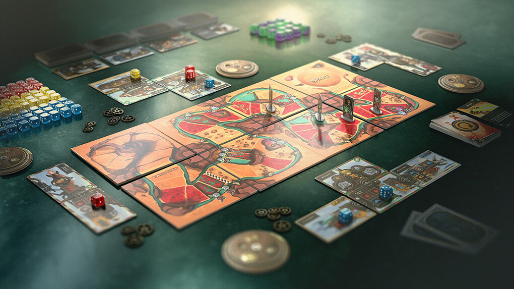 Game setup on Mars racetrack