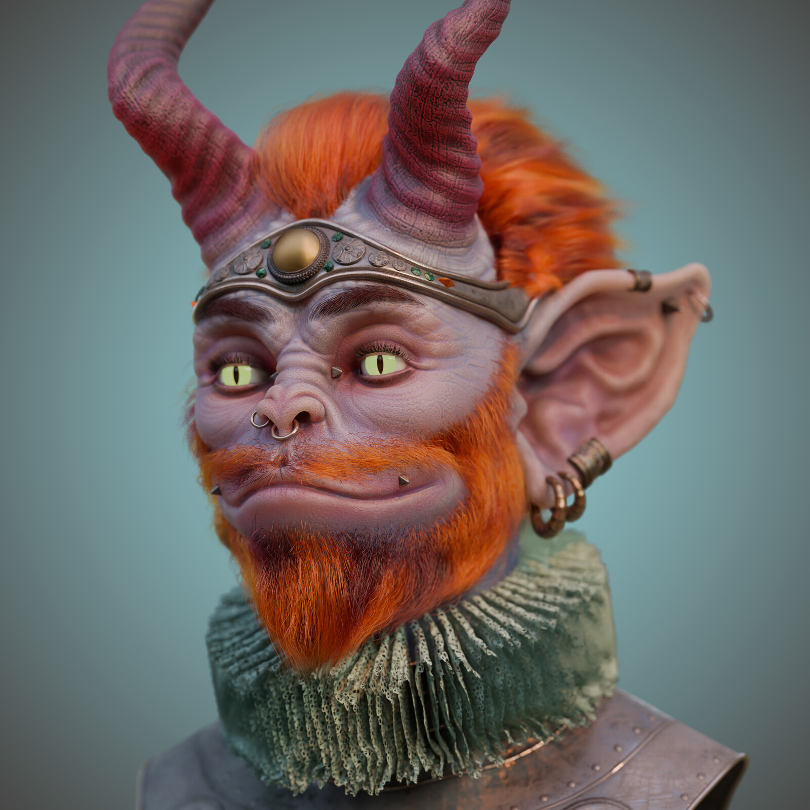 Red Bearded Monkey with a Ruff.