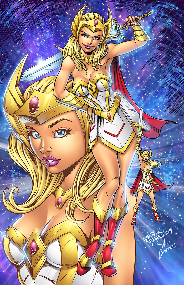 Cos &amp; Effect SDCC 2024 Cover 
"She-Ra" cosplay cover 

homage to J. Scott Campbell 

Lines and colors by Sean Forney