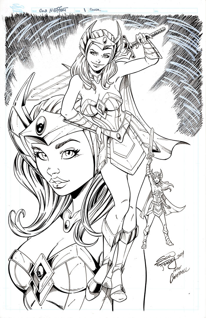 Cos &amp; Effect SDCC 2024 Cover 
"She-Ra" cosplay cover 

homage to J. Scott Campbell 

Lines and colors by Sean Forney