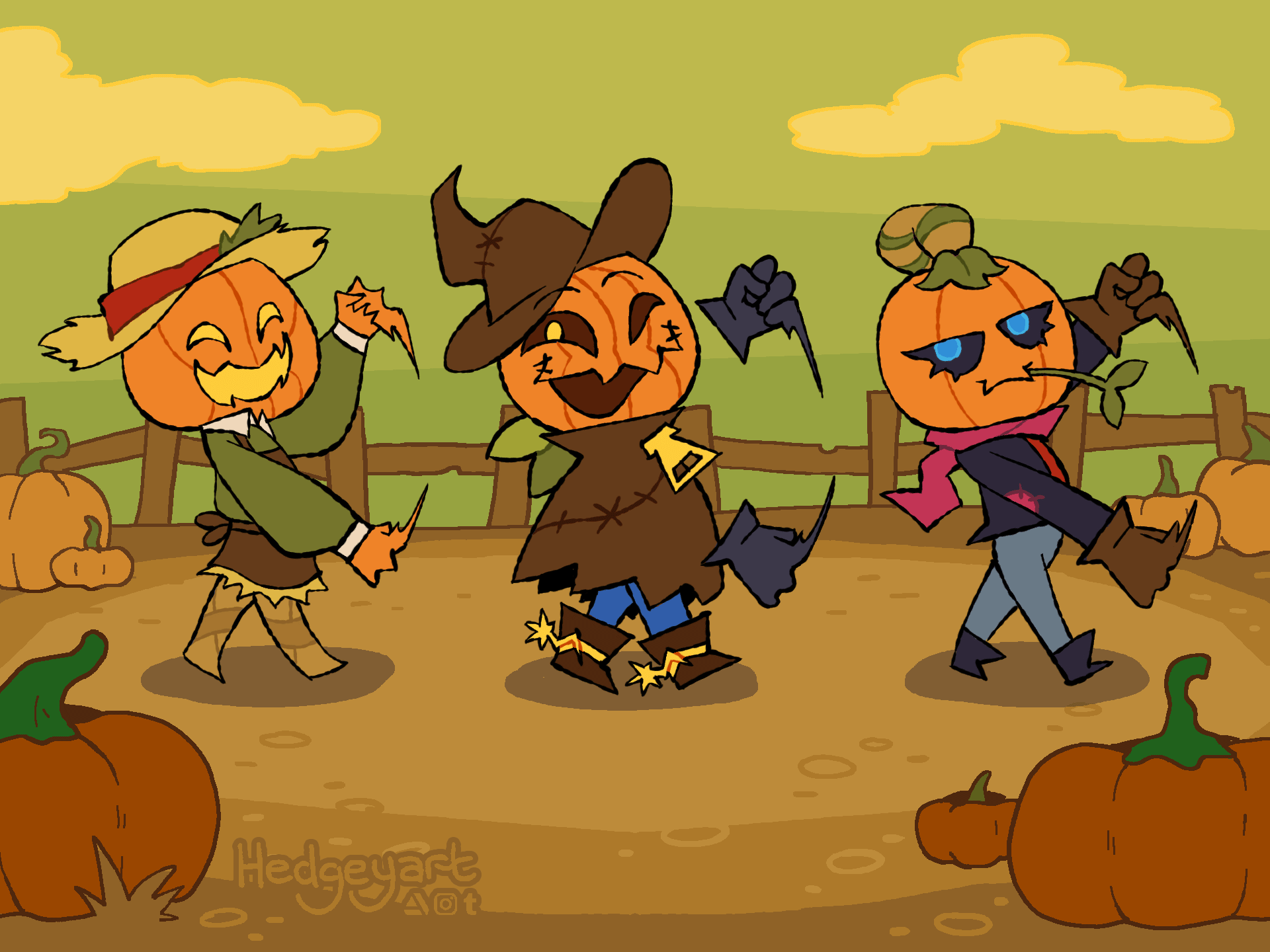 "Pumpkin Party!" Oliver for malone; Crow the Scarecrow for clownpartiez; Jackie Lantern for IsquaredArts