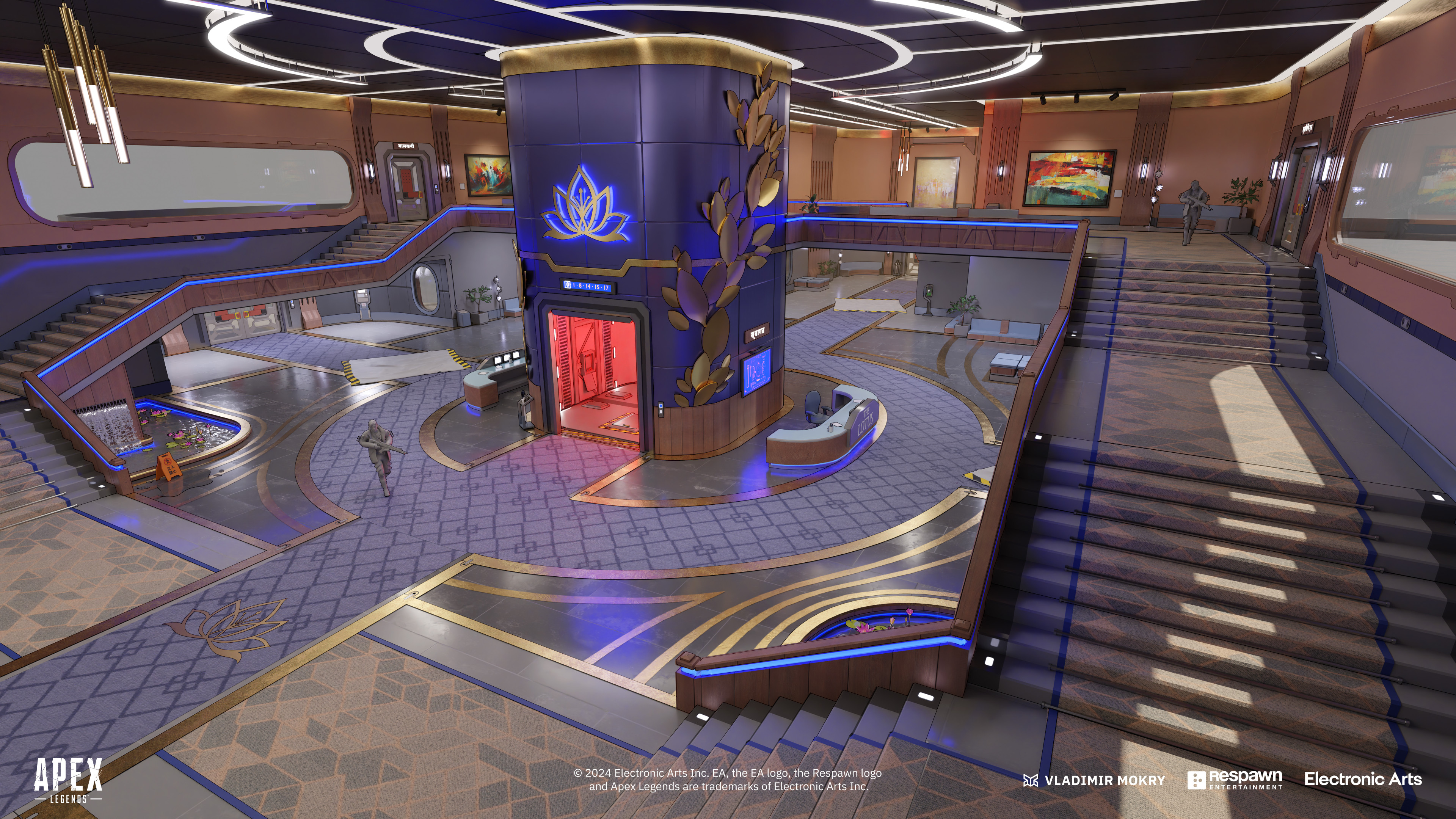 Bottom Floor - Lobby. Lotus logo by Kelly McLarnon