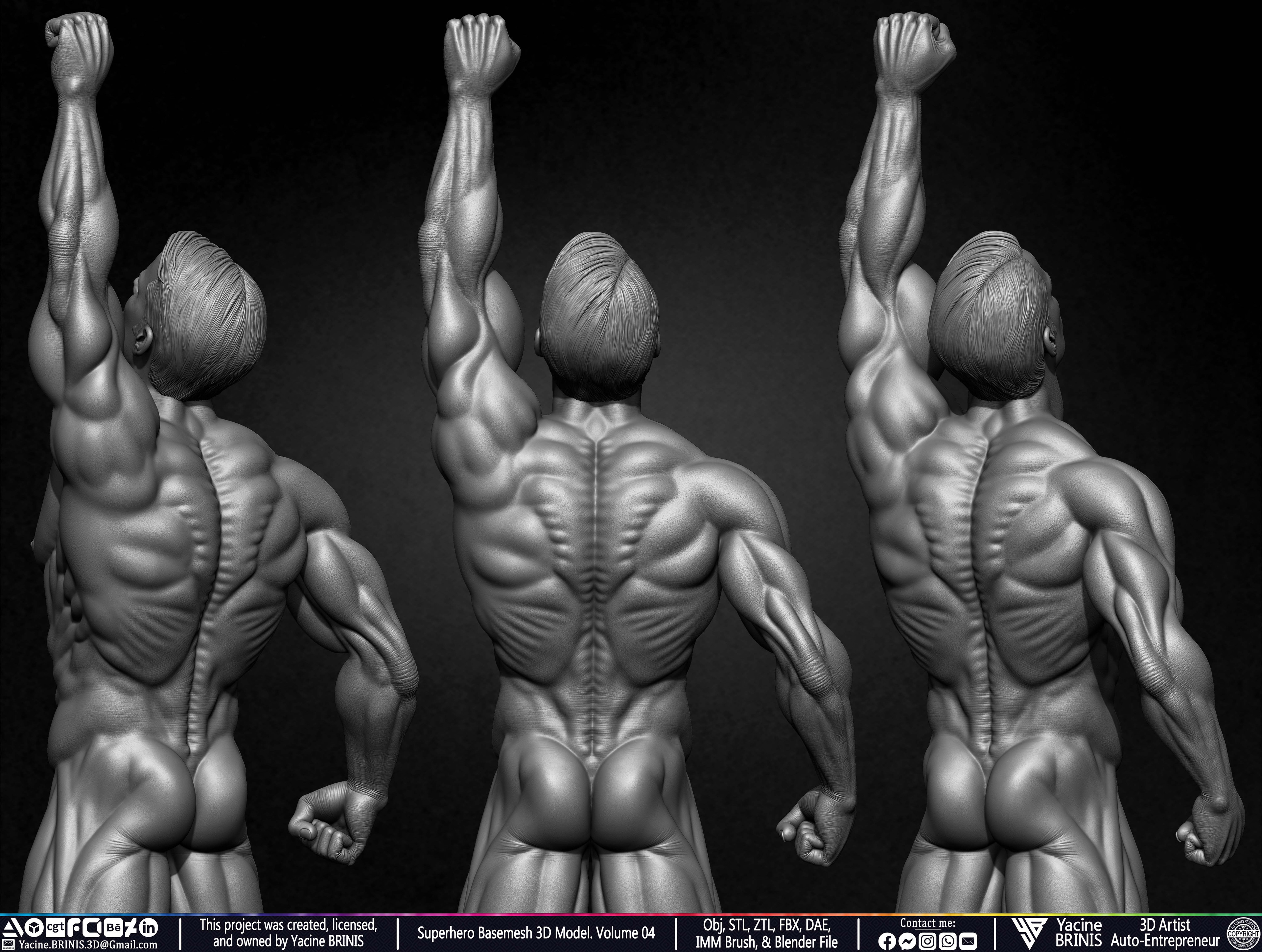 SuperHero Basemesh 3D Model Pose 04 Superman - Henry Kevill - Man of Steel-  Sculpted by Yacine BRINIS Set 006