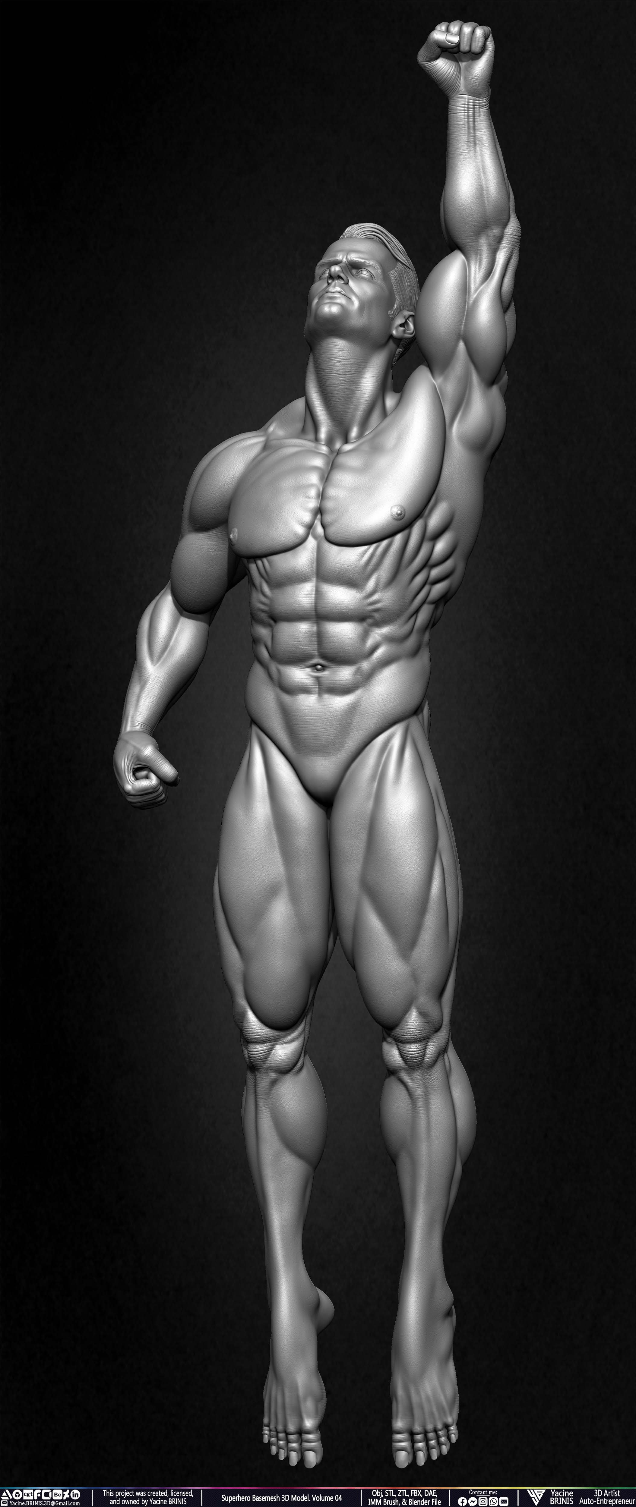 SuperHero Basemesh 3D Model Pose 04 Superman - Henry Kevill - Man of Steel-  Sculpted by Yacine BRINIS Set 012