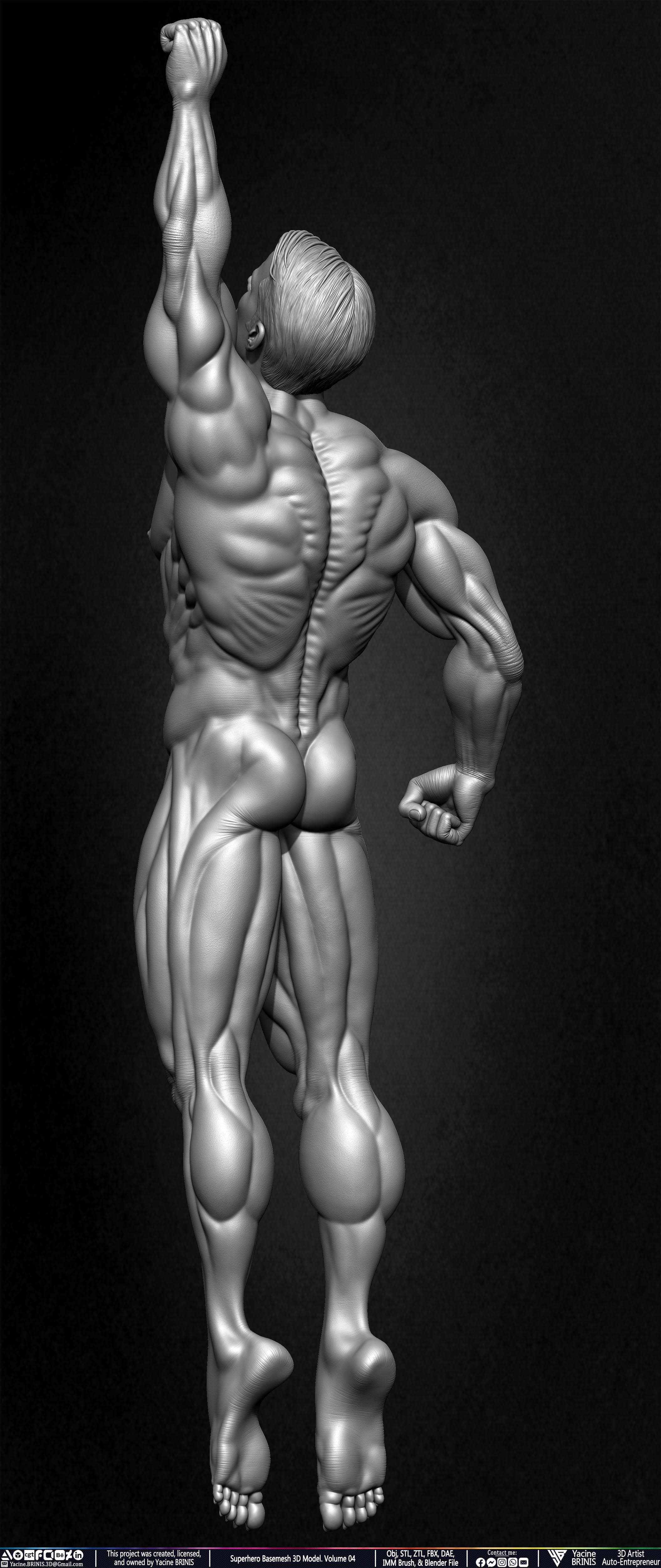 SuperHero Basemesh 3D Model Pose 04 Superman - Henry Kevill - Man of Steel-  Sculpted by Yacine BRINIS Set 013