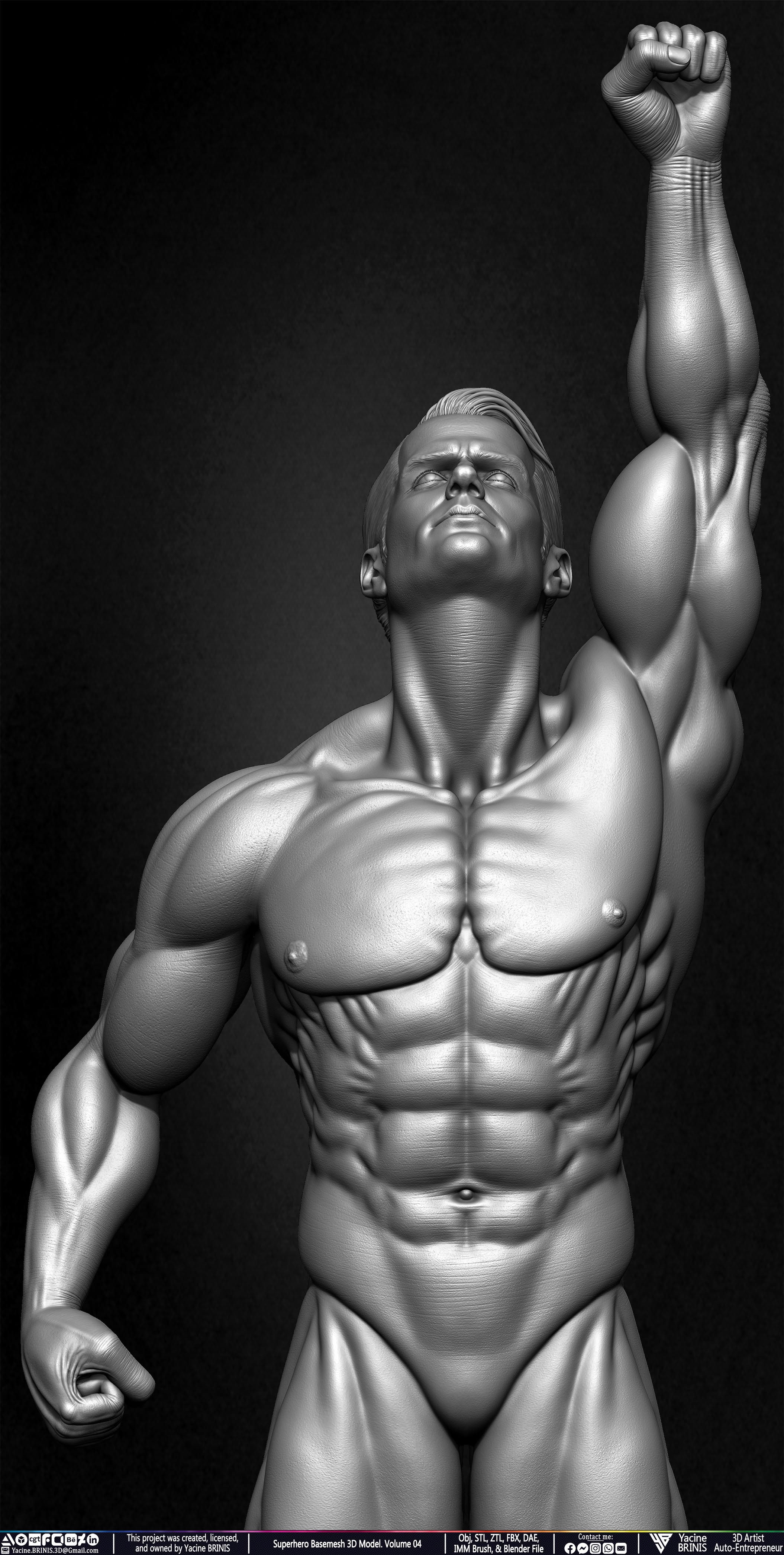 SuperHero Basemesh 3D Model Pose 04 Superman - Henry Kevill - Man of Steel-  Sculpted by Yacine BRINIS Set 015