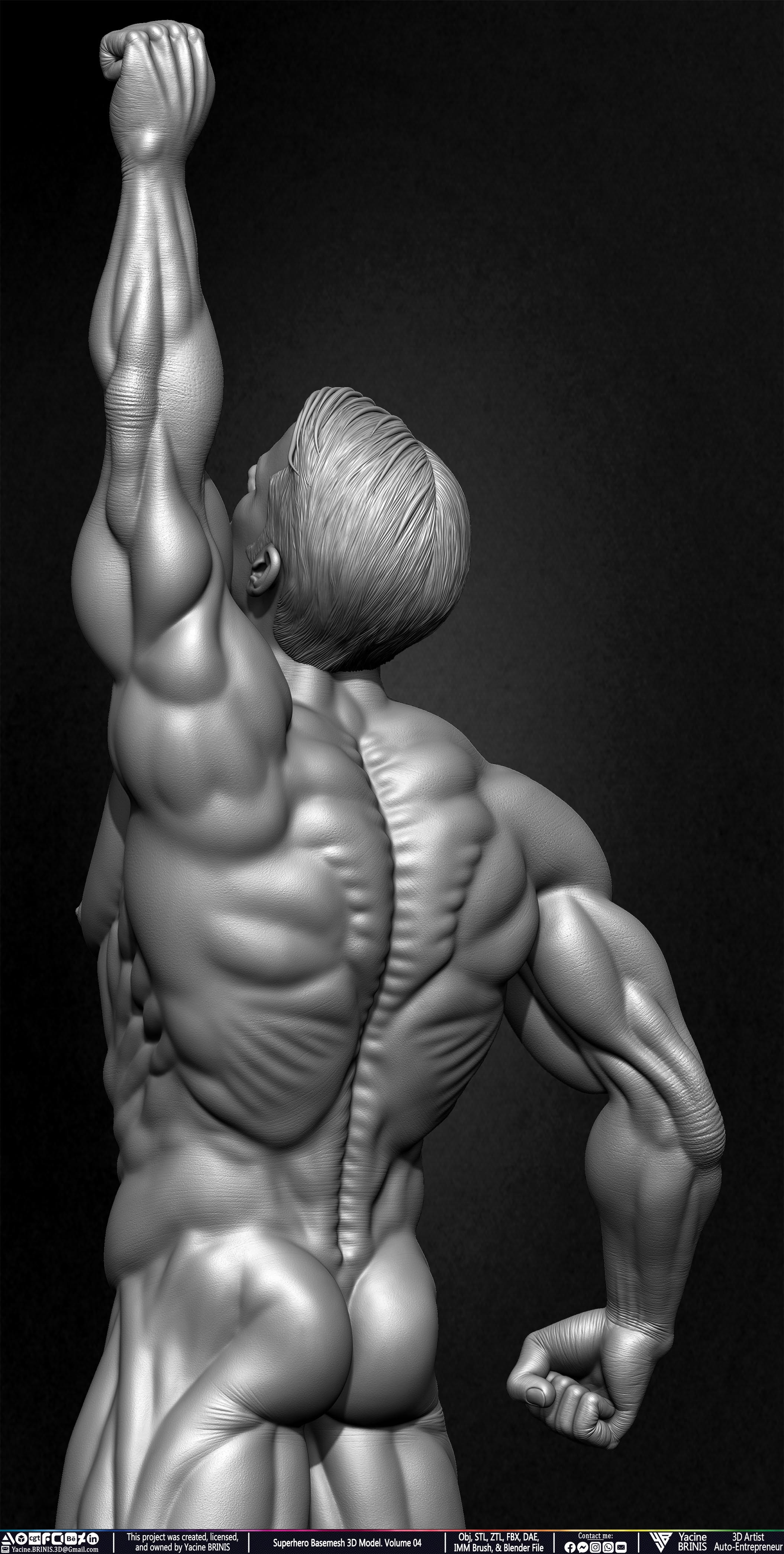 SuperHero Basemesh 3D Model Pose 04 Superman - Henry Kevill - Man of Steel-  Sculpted by Yacine BRINIS Set 017