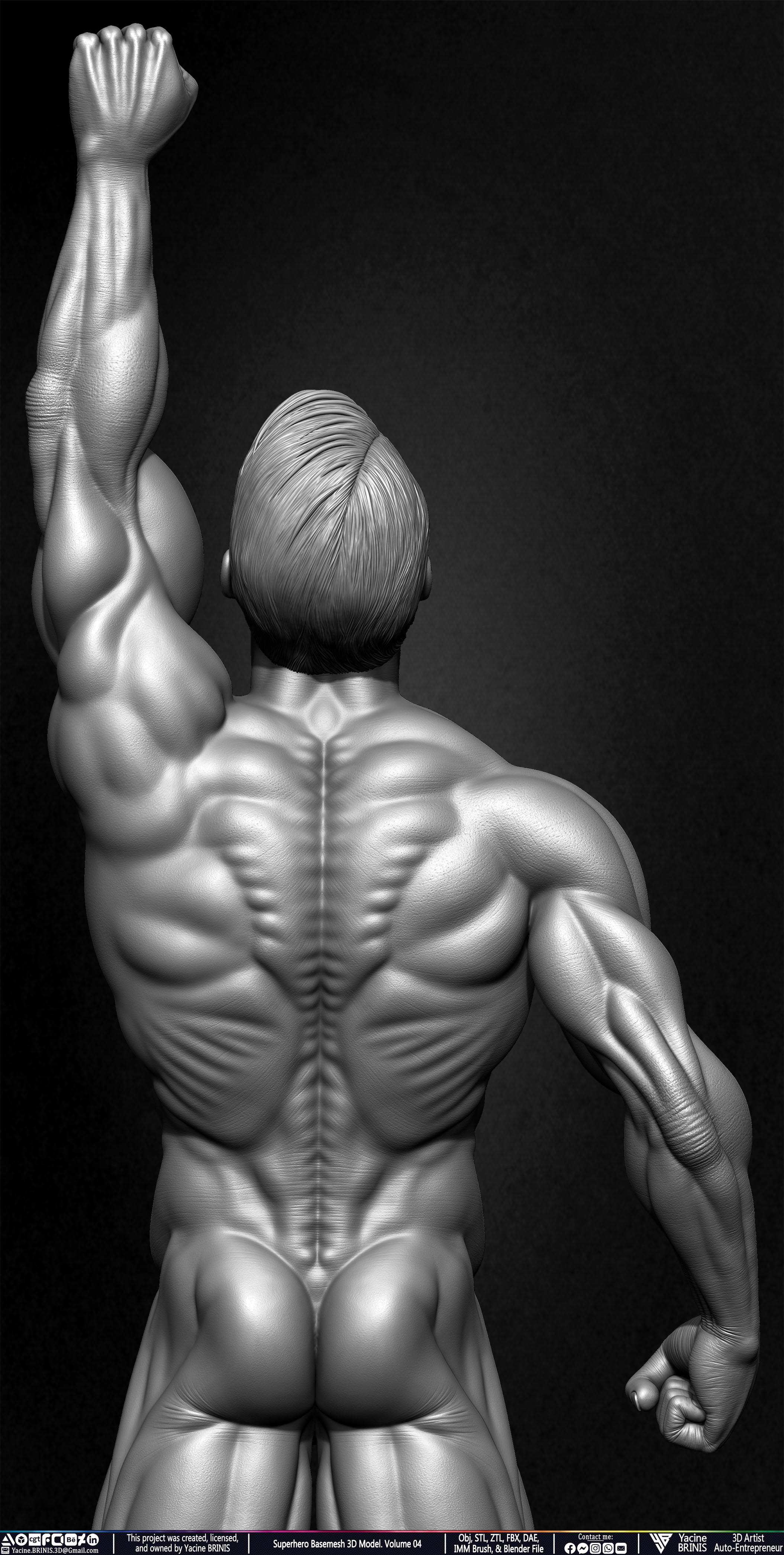 SuperHero Basemesh 3D Model Pose 04 Superman - Henry Kevill - Man of Steel-  Sculpted by Yacine BRINIS Set 018