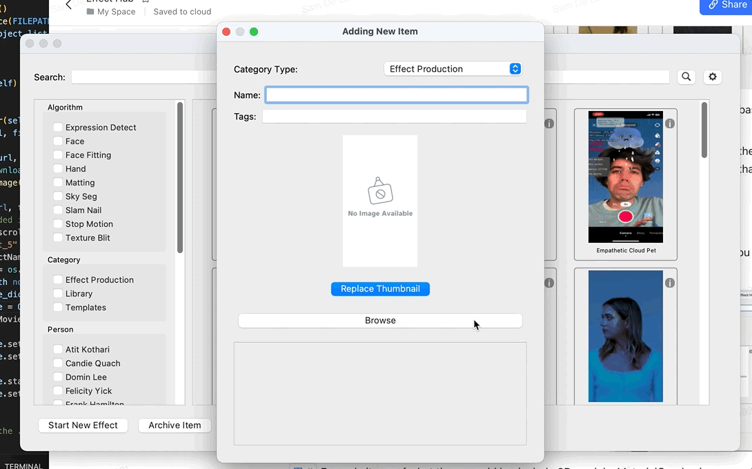 Upload files from your computer by dragging them to the window.