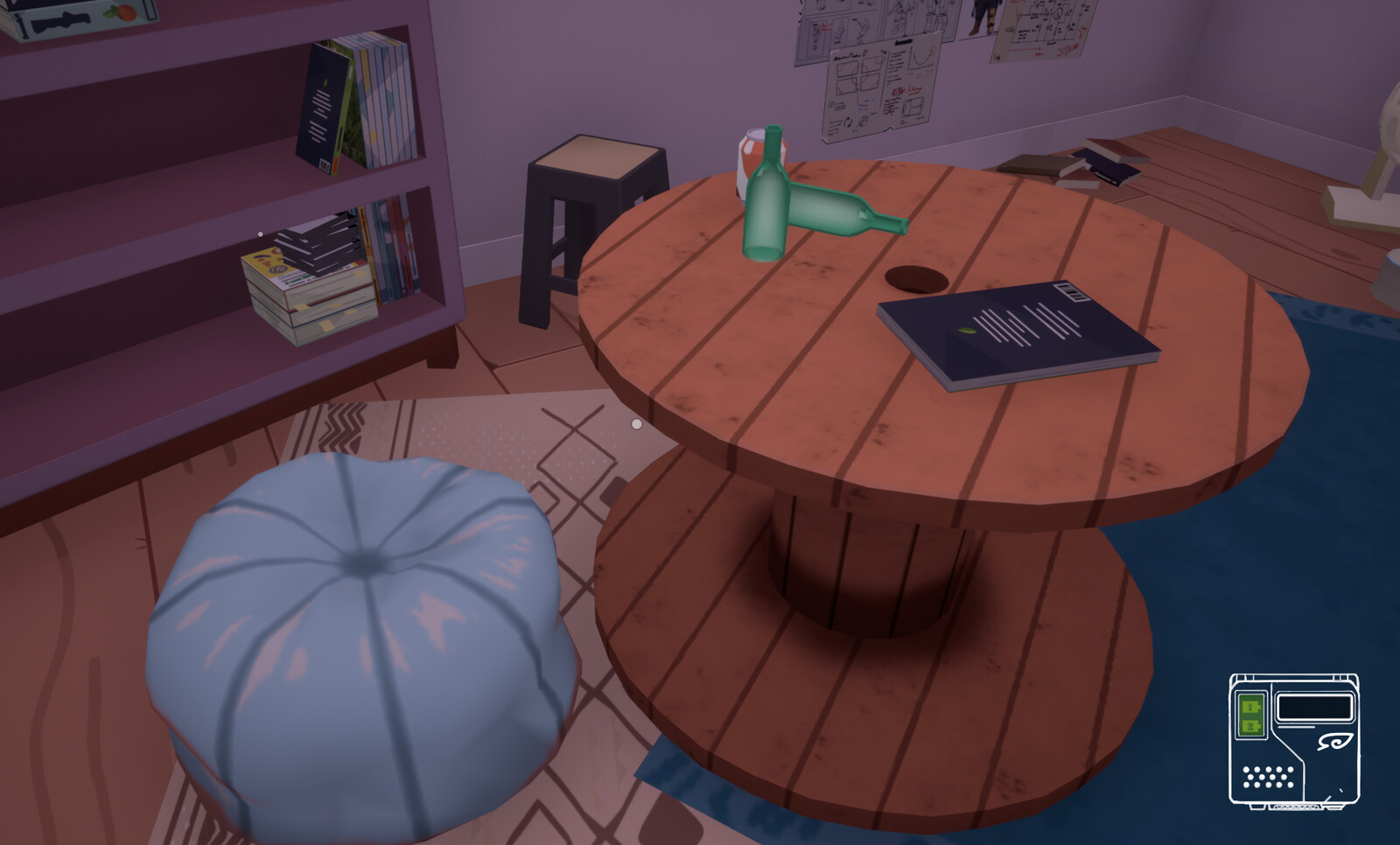 Table, Bottles, Pouf