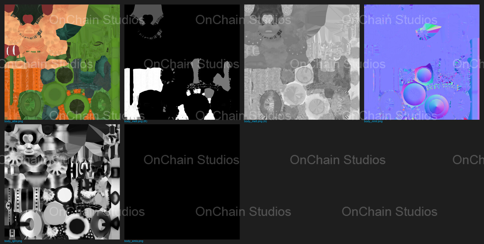 Example contact sheet that was autogenerated when a Substance Painter publish was completed. It was then automatically sent to a special Slack channel to notify other team members.